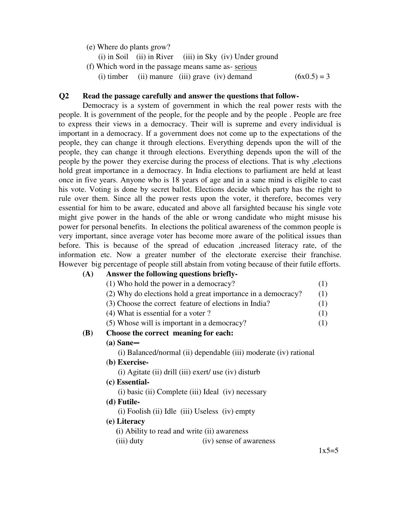 HPBOSE Class 10th English Sample Question Papers 2024 - Page 2
