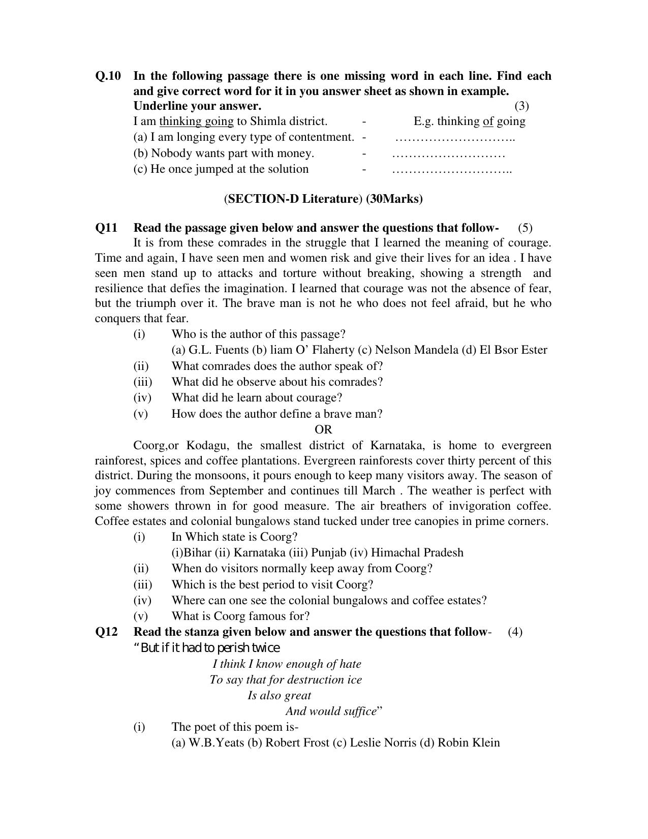 HPBOSE Class 10th English Sample Question Papers 2024 - Page 4