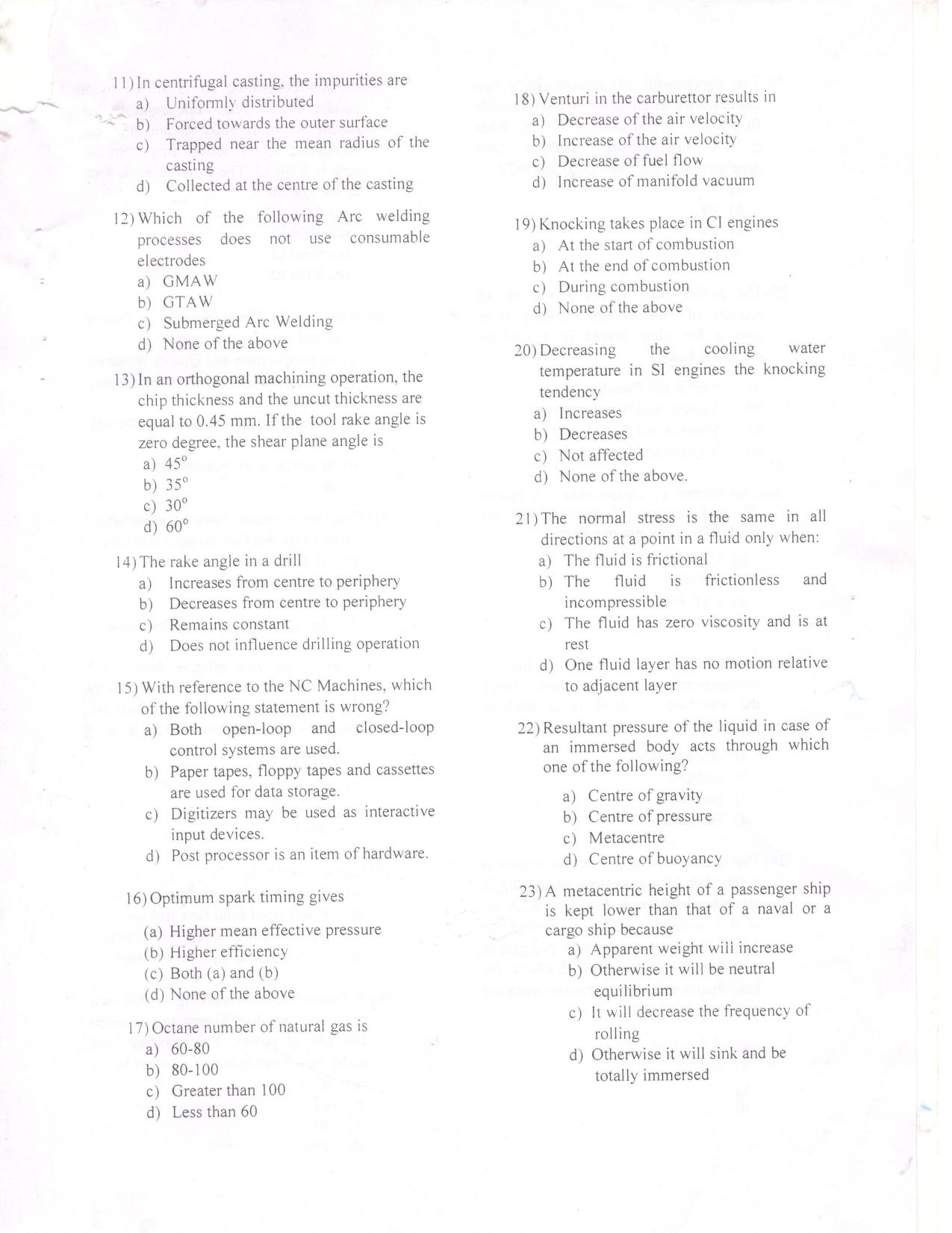 KUET 2023 M.Tech Mechancal Engineering Question Paper - Page 3