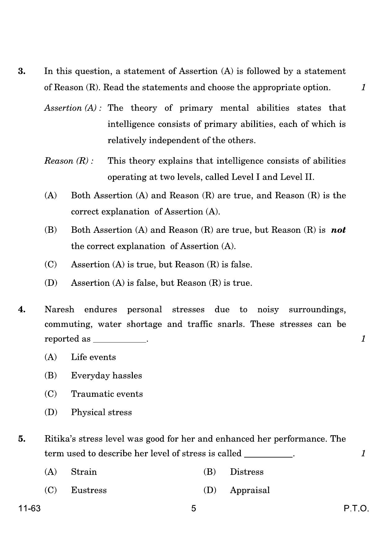 CBSE Class 12 Psychology 2024 Question Paper - Page 5
