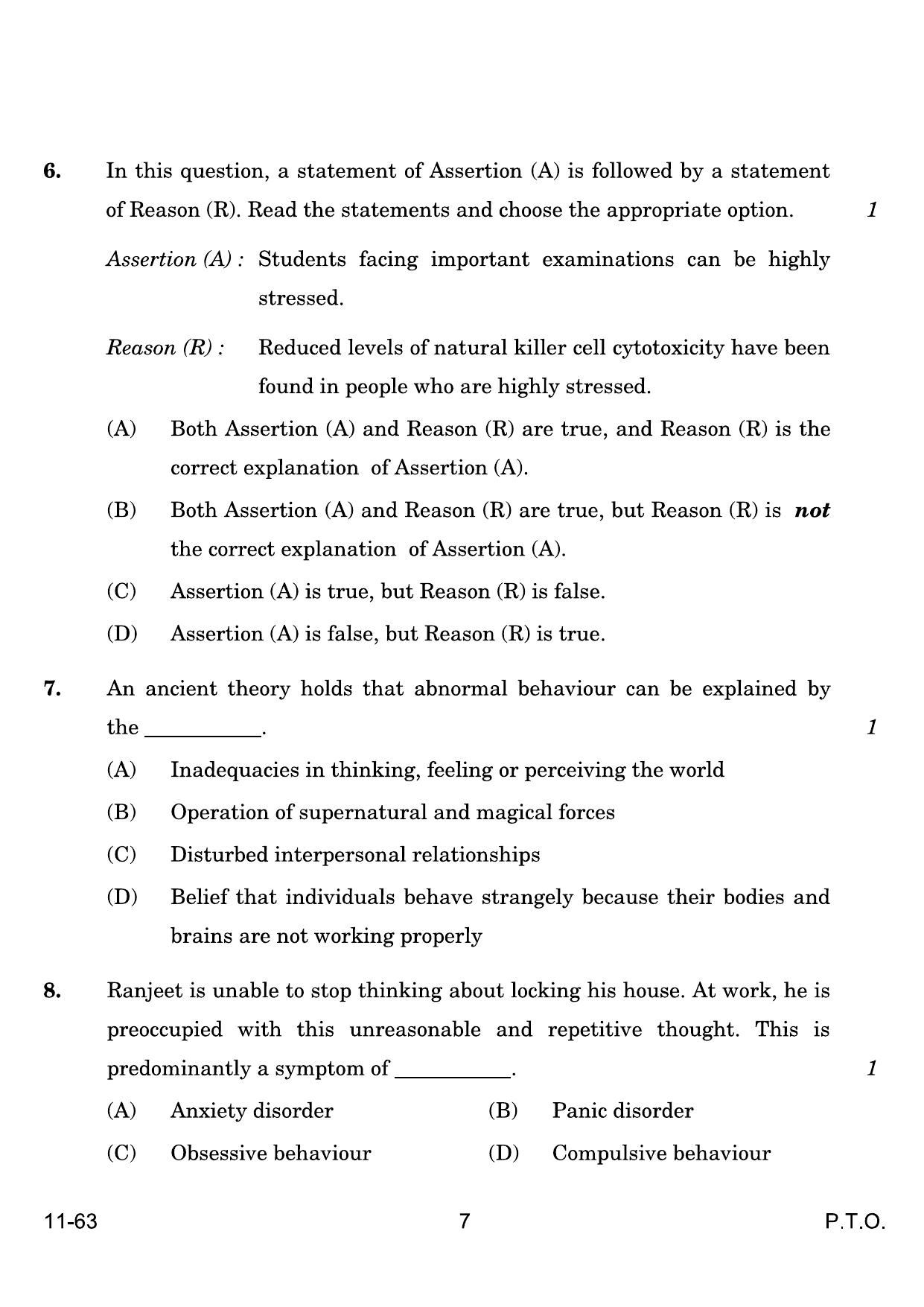 CBSE Class 12 Psychology 2024 Question Paper - Page 7