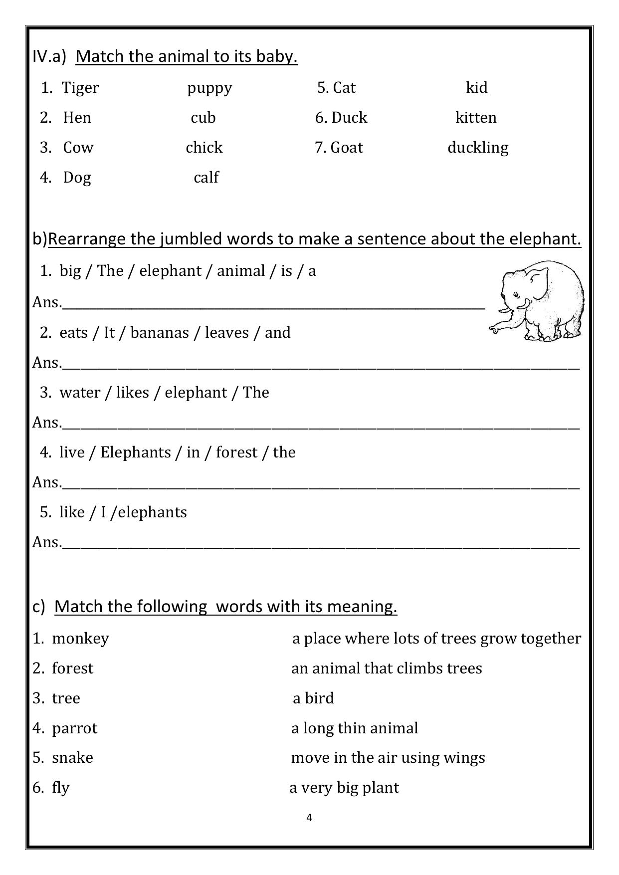 Worksheet for Class 1 English Assignment 76 - Page 4