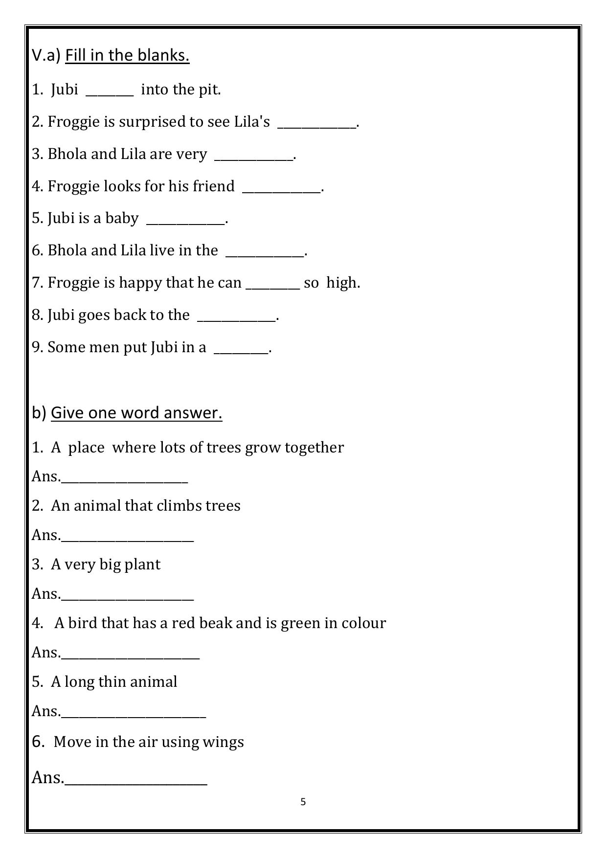 Worksheet for Class 1 English Assignment 76 - Page 5