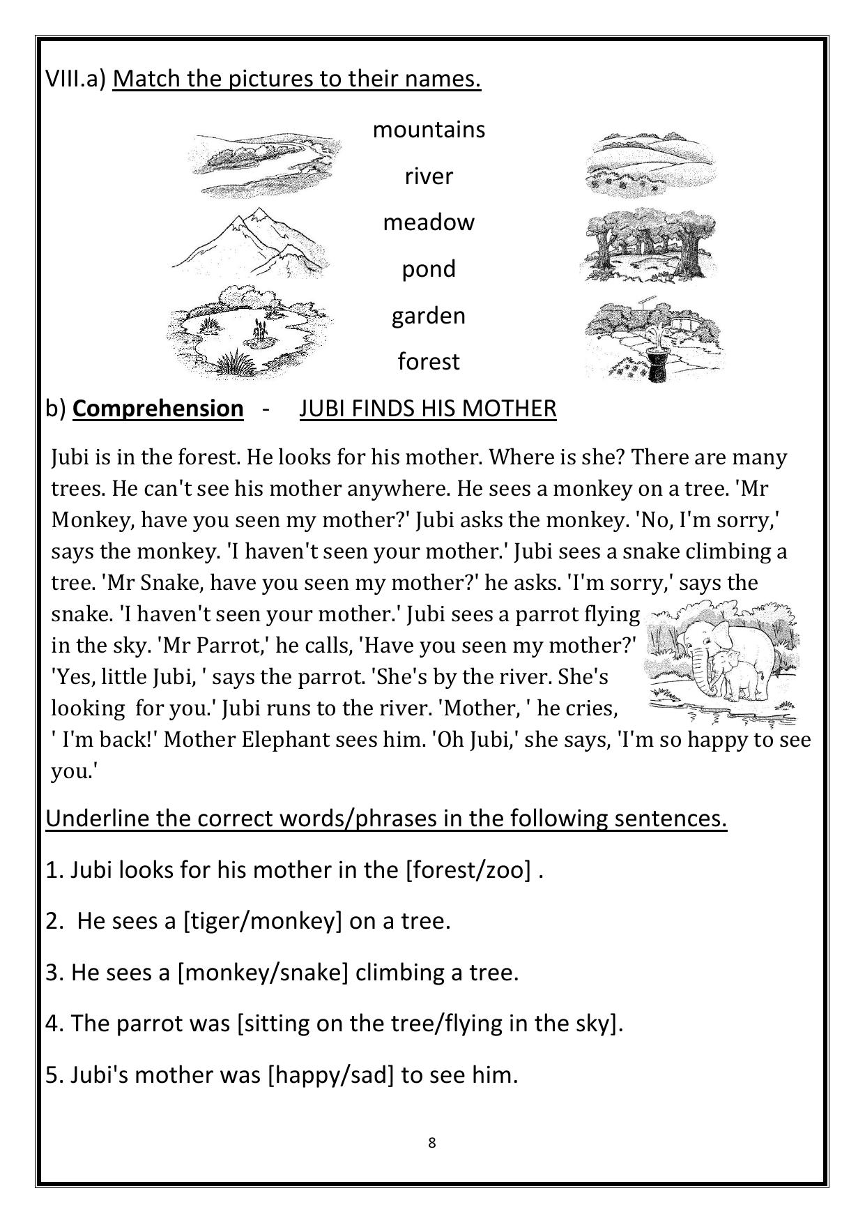 Worksheet for Class 1 English Assignment 76 - Page 8