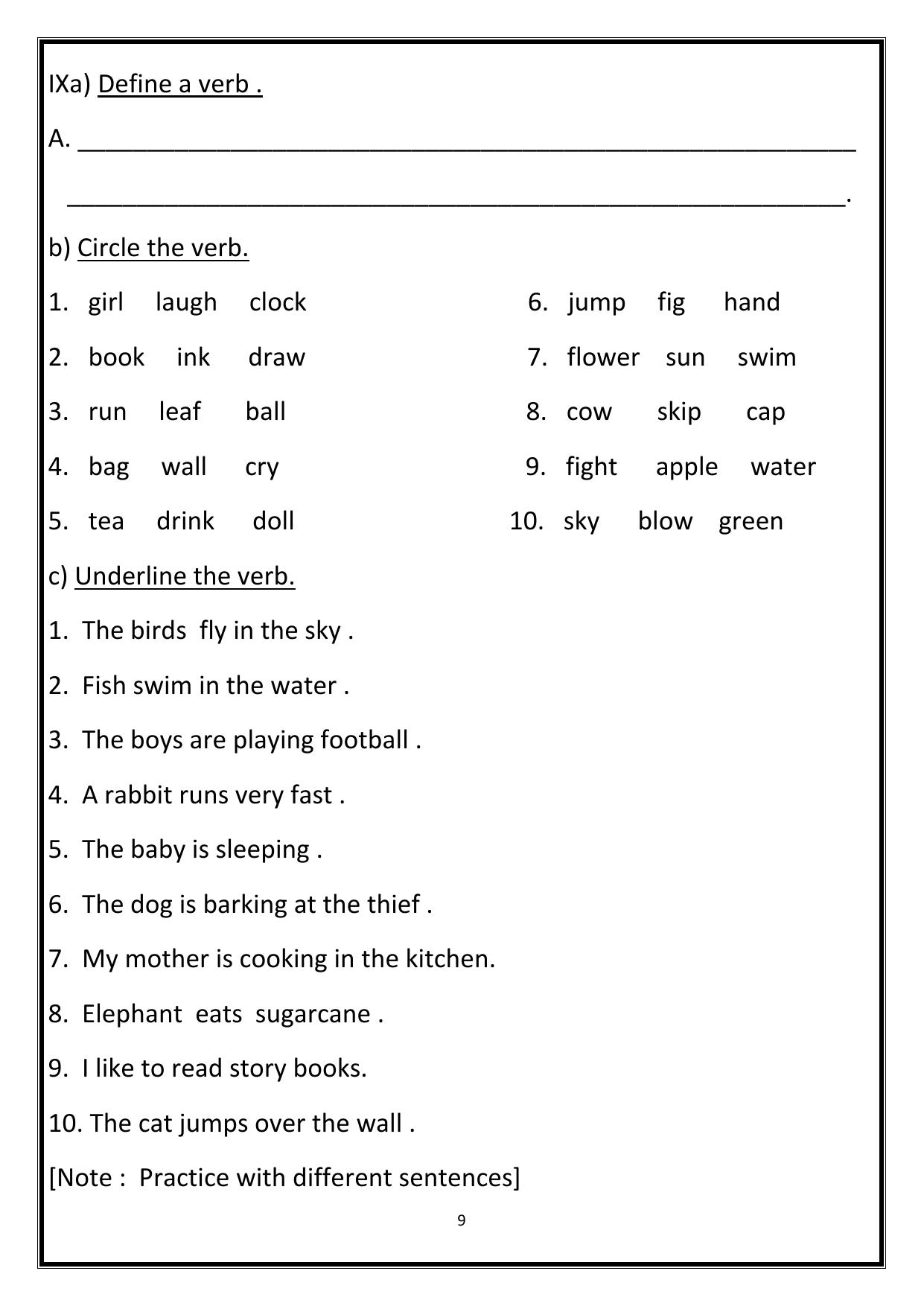 Worksheet for Class 1 English Assignment 76 - Page 9