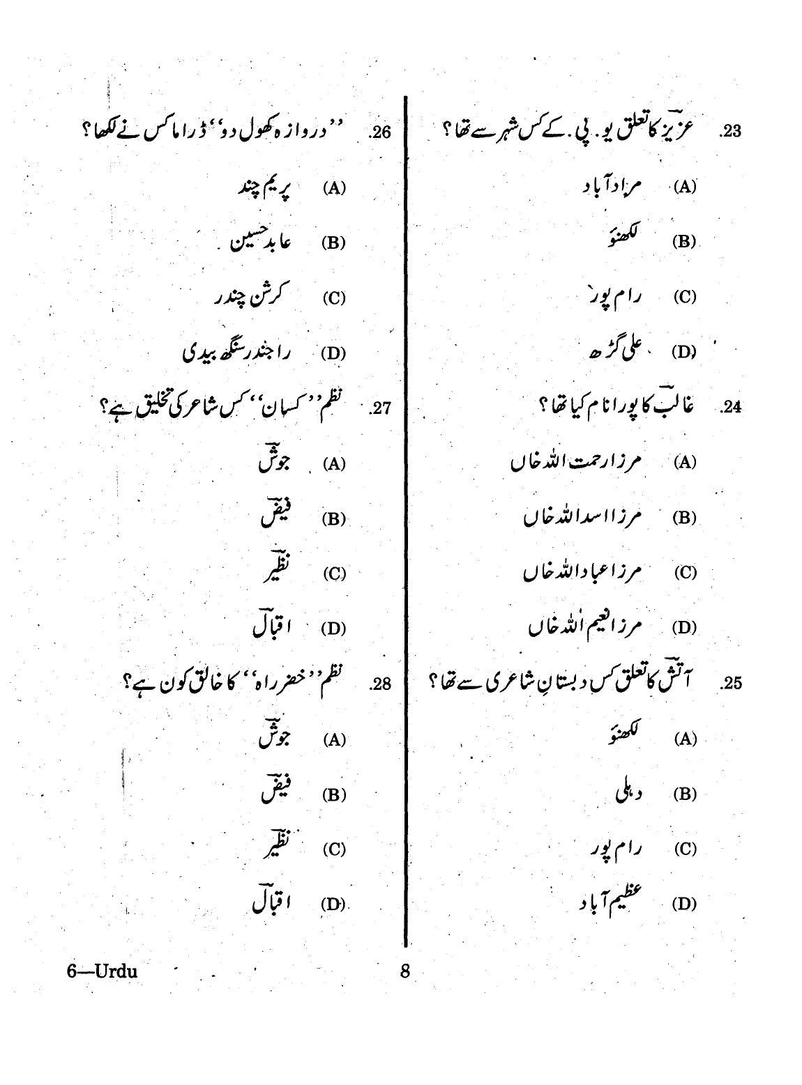 URATPG 2015 Urdu Question Paper - Page 8