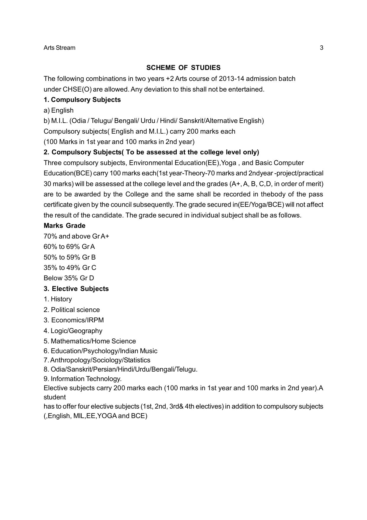 Odisha Board Class 12 Syllabus for Arts - Page 3