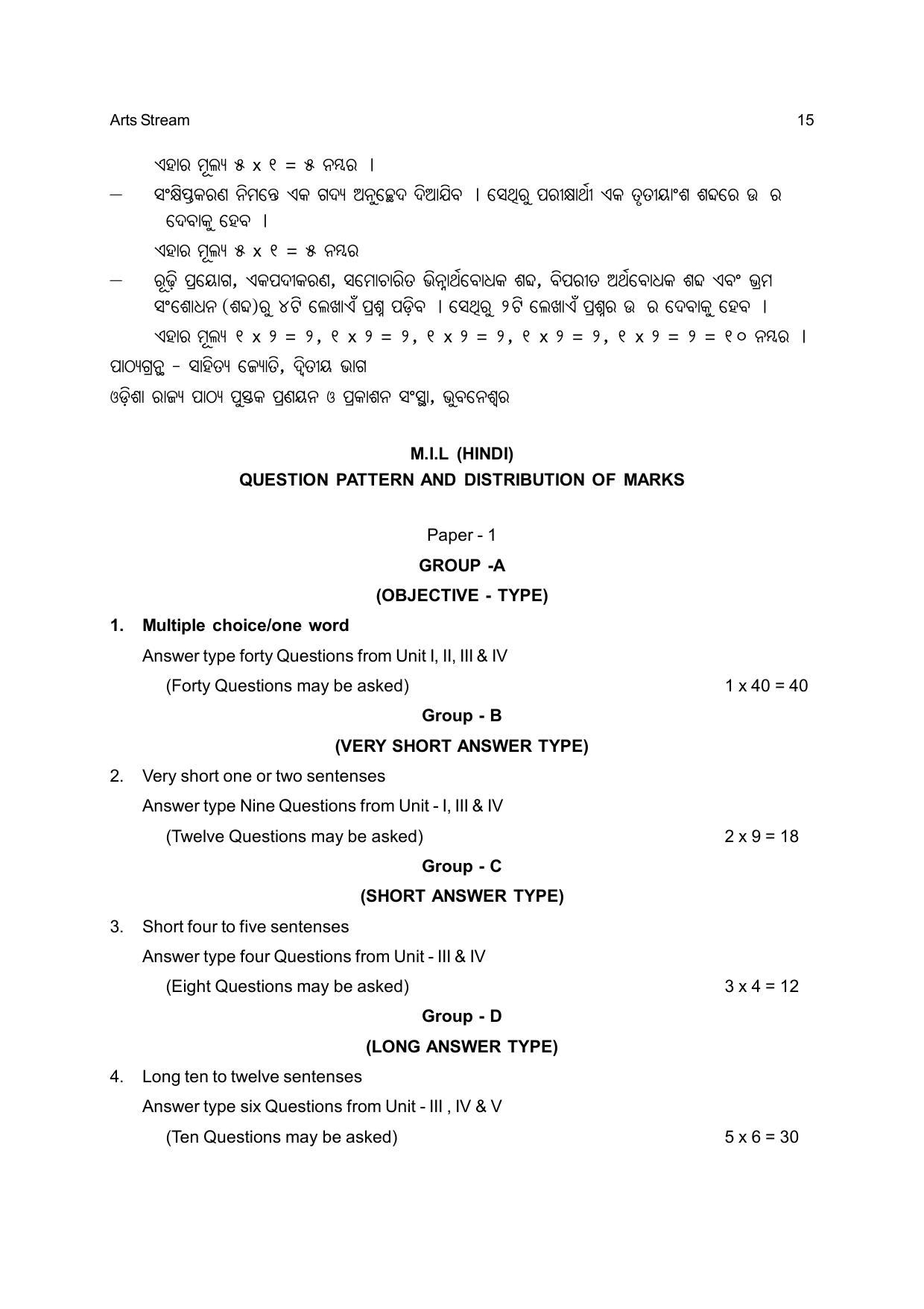 Odisha Board Class 12 Syllabus for Arts - Page 15