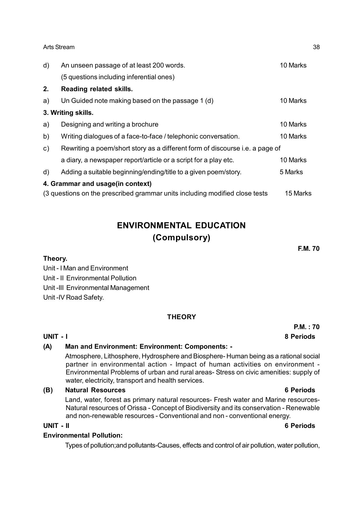 Odisha Board Class 12 Syllabus for Arts - Page 38
