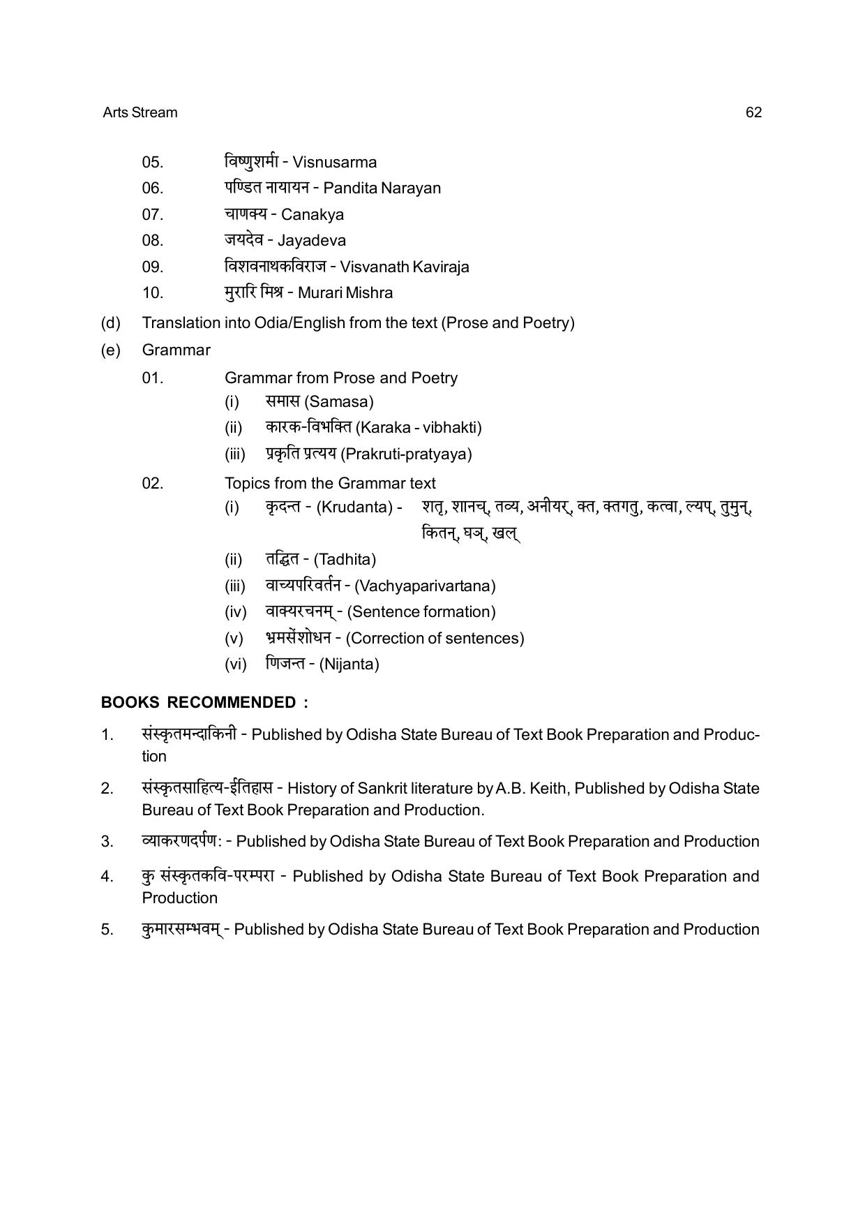 Odisha Board Class 12 Syllabus for Arts - Page 62