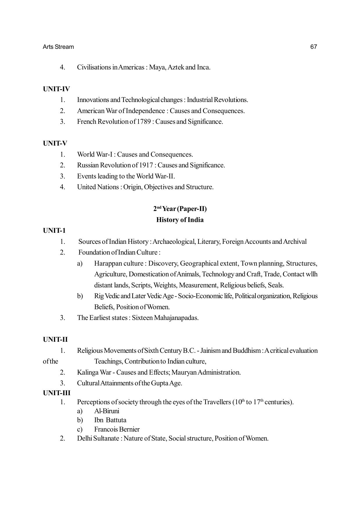 Odisha Board Class 12 Syllabus for Arts - Page 67