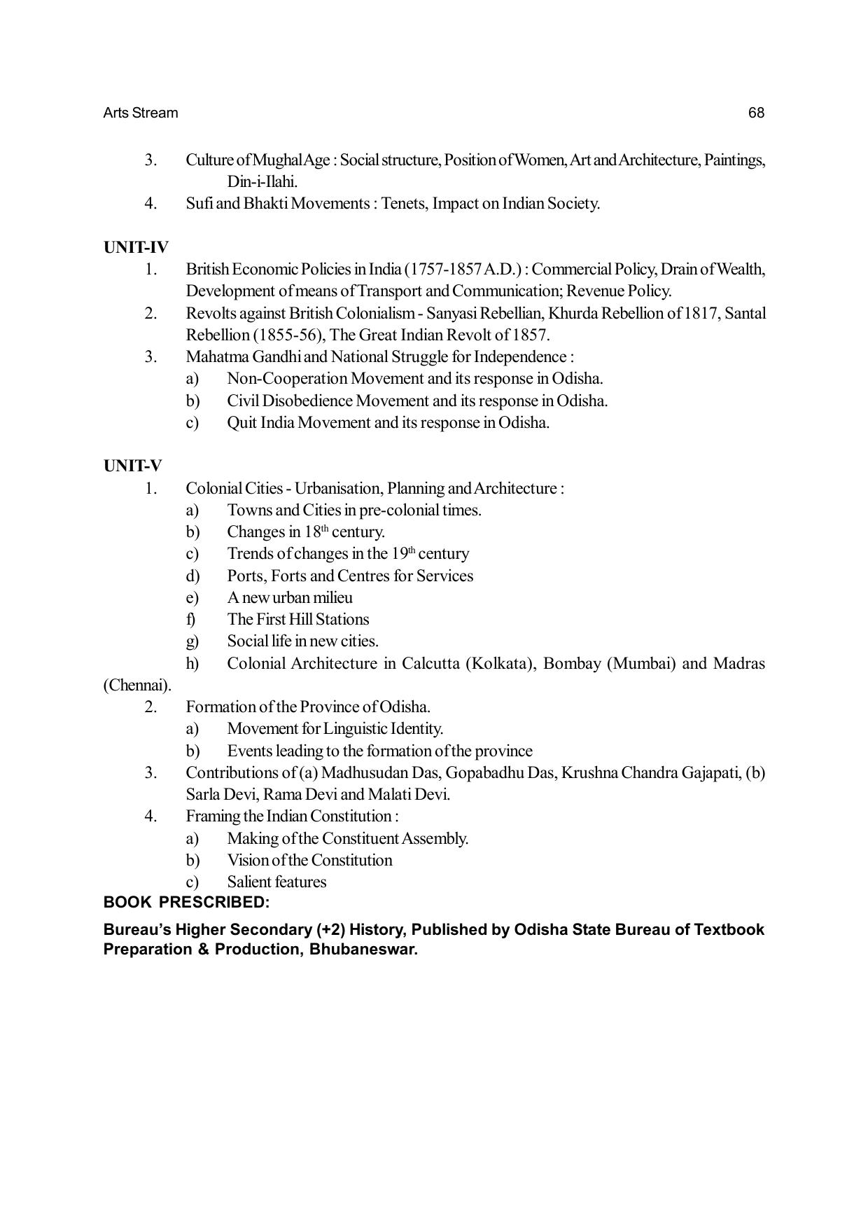 Odisha Board Class 12 Syllabus for Arts - Page 68