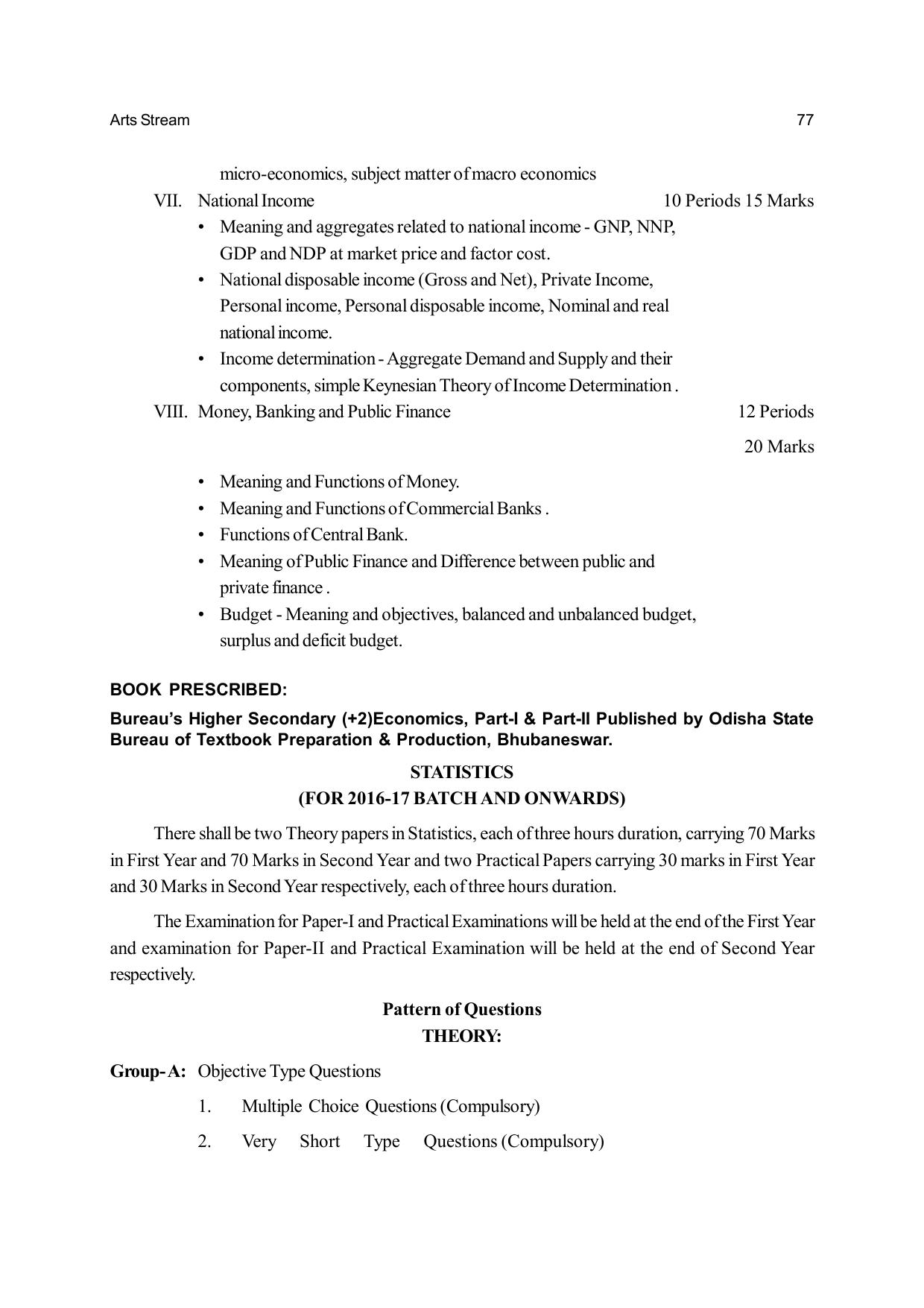 Odisha Board Class 12 Syllabus for Arts - Page 77