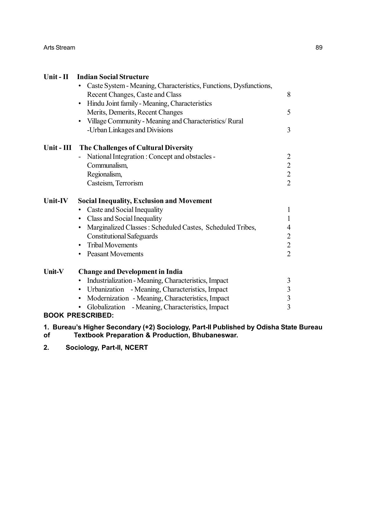 Odisha Board Class 12 Syllabus for Arts - Page 89