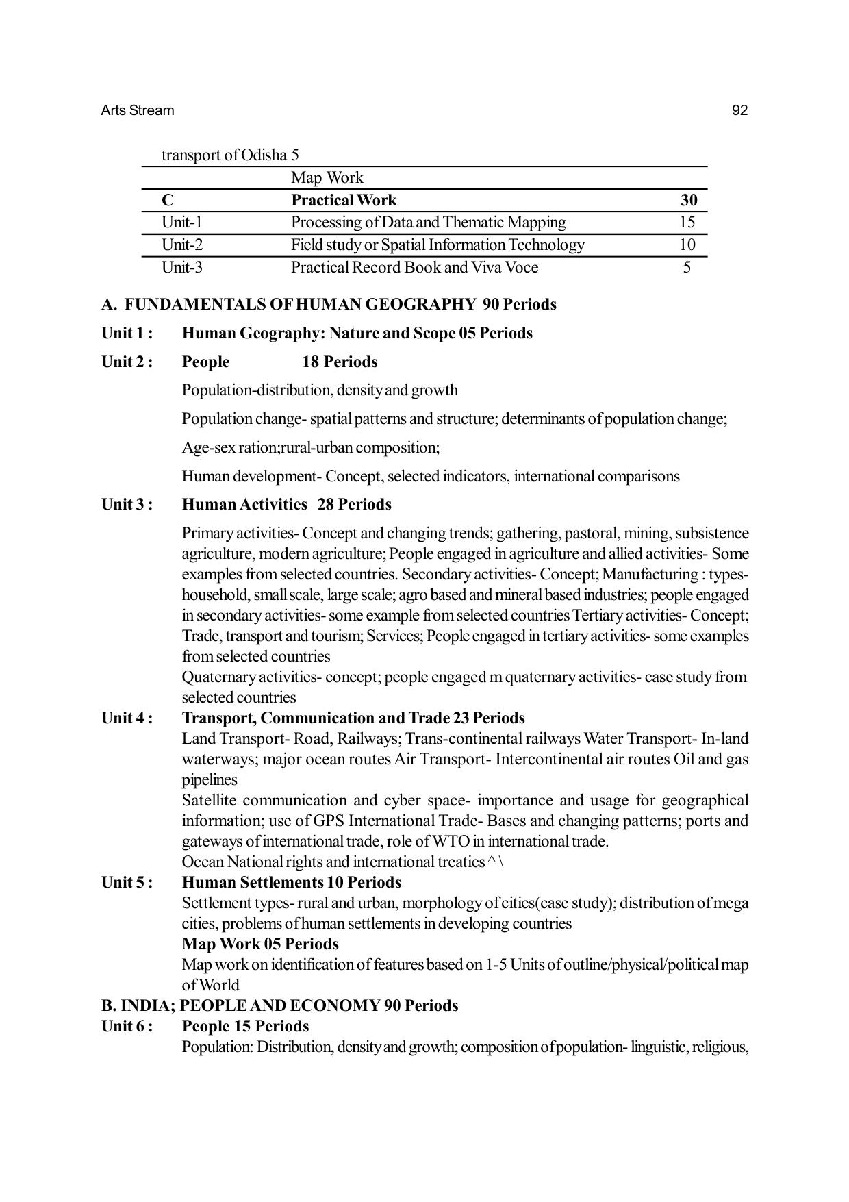 Odisha Board Class 12 Syllabus for Arts - Page 92
