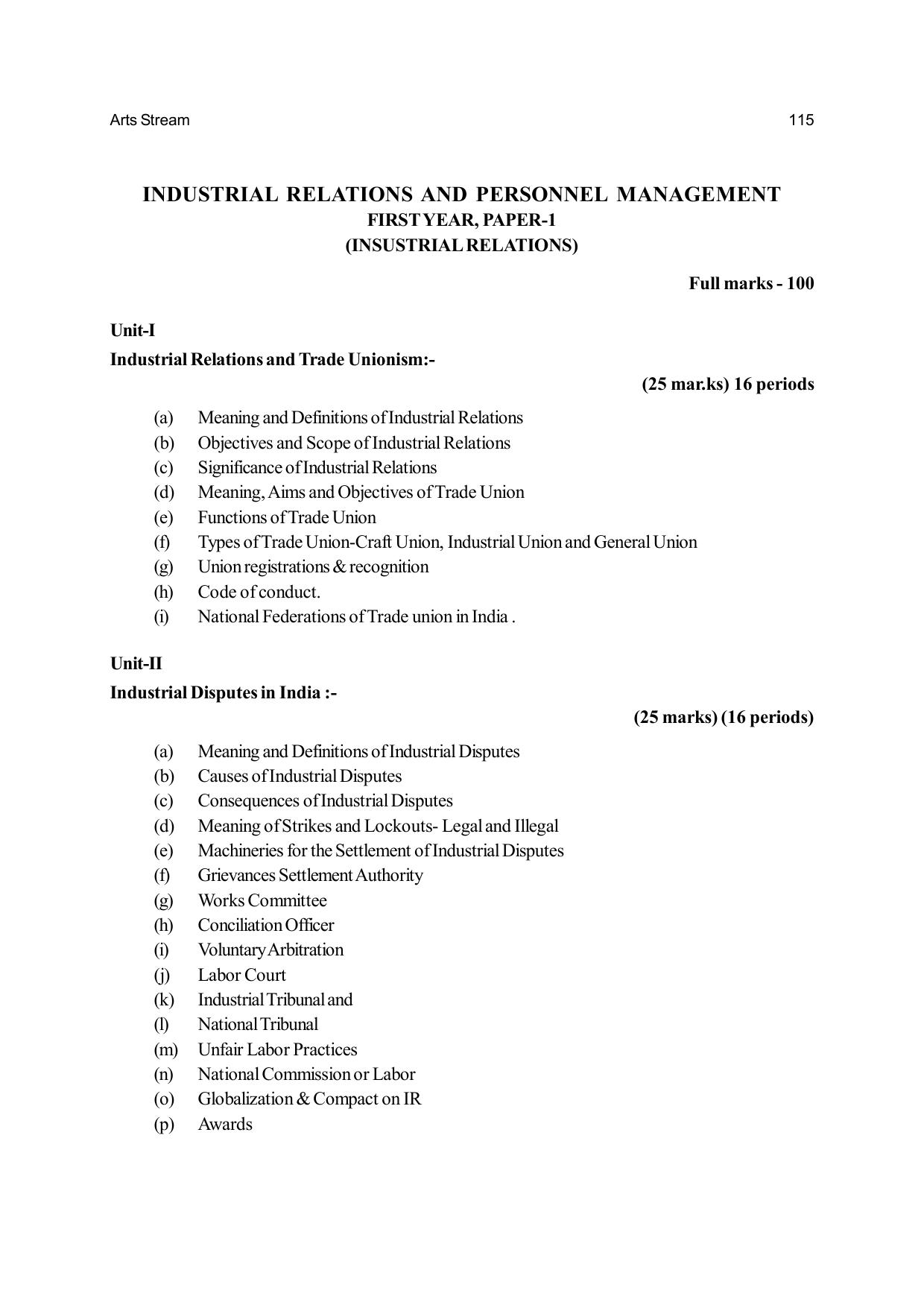 Odisha Board Class 12 Syllabus for Arts - Page 115