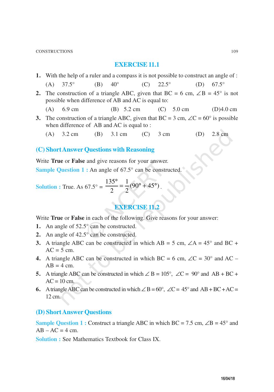 NCERT Exemplar Book for Class 9 Maths: Chapter 11 Constructions - Page 2