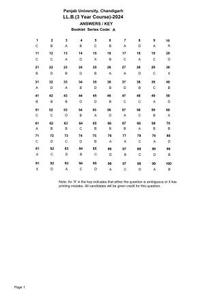 PU LLB 2024 Answers Key
