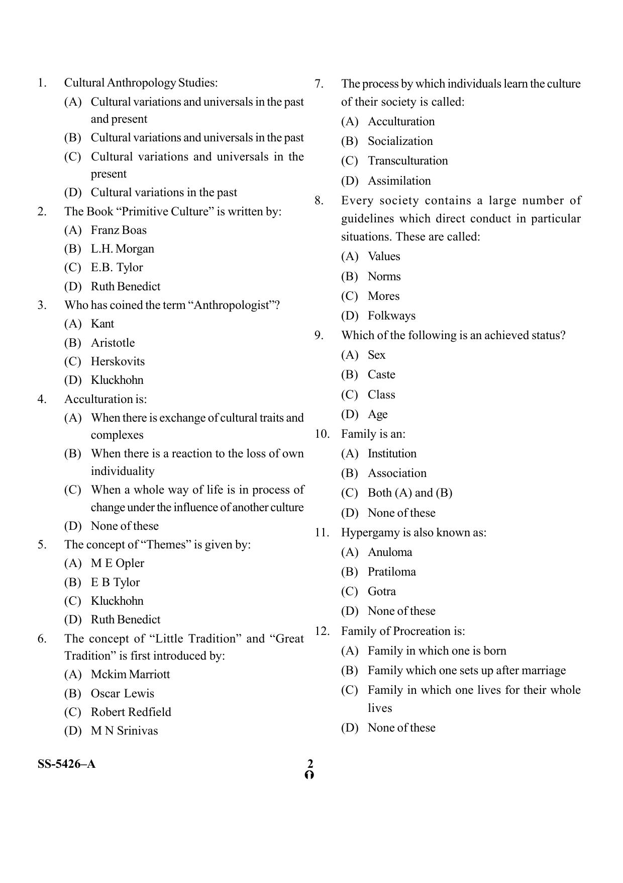 KUET 2023 M.A. Anthropogy Question Paper - Page 10