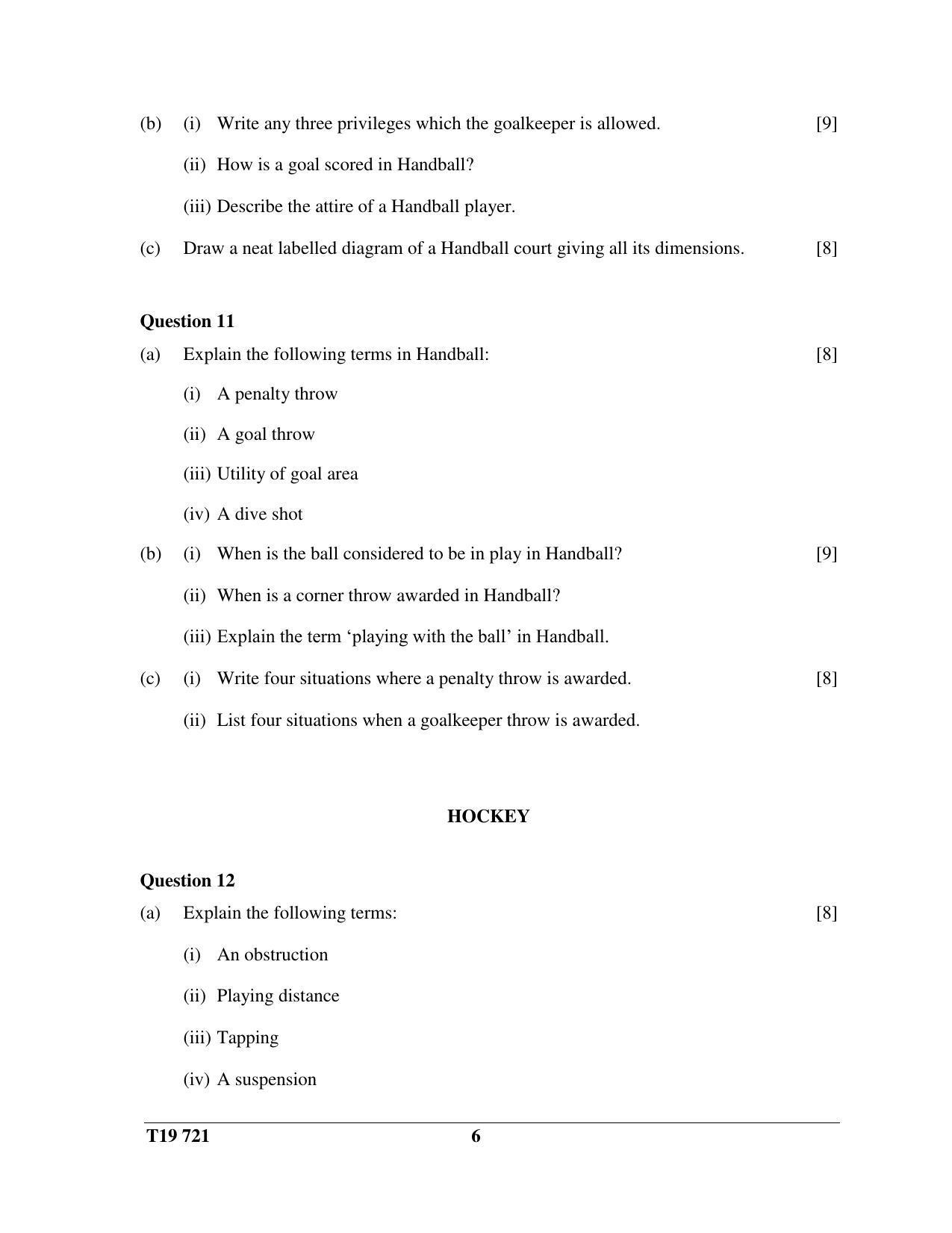 ISC Class 12 2019 Physical Education Question Paper - Page 6