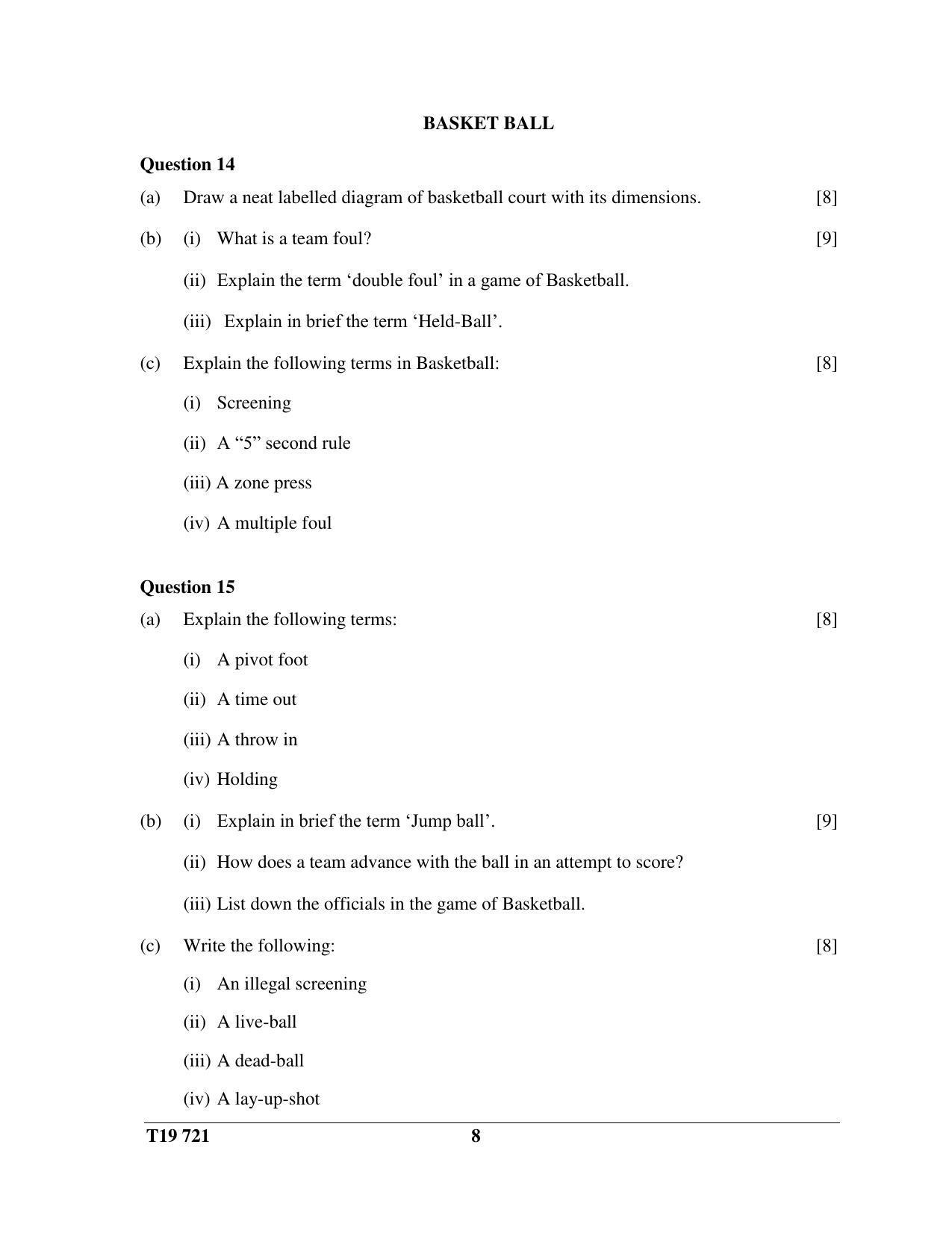 ISC Class 12 2019 Physical Education Question Paper - Page 8