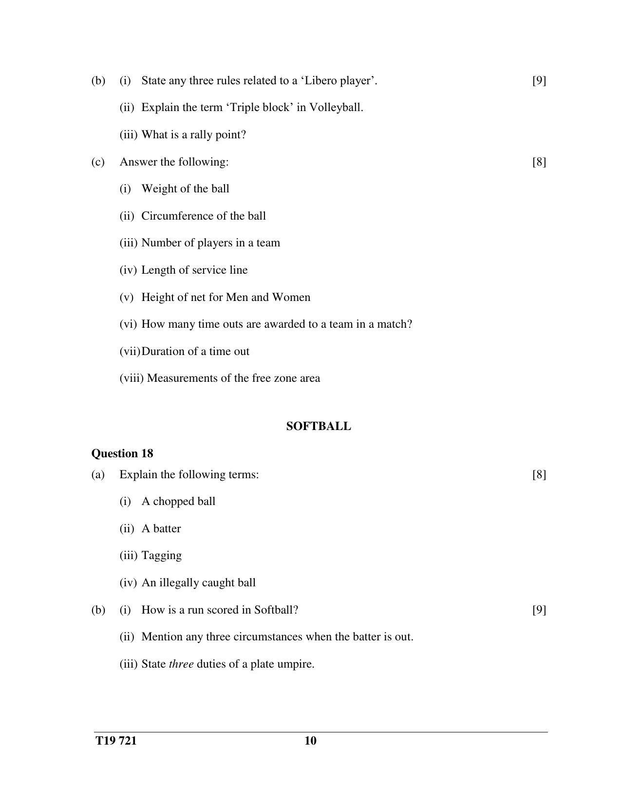 ISC Class 12 2019 Physical Education Question Paper - Page 10