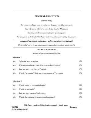 ISC Class 12 2019 Physical Education Question Paper