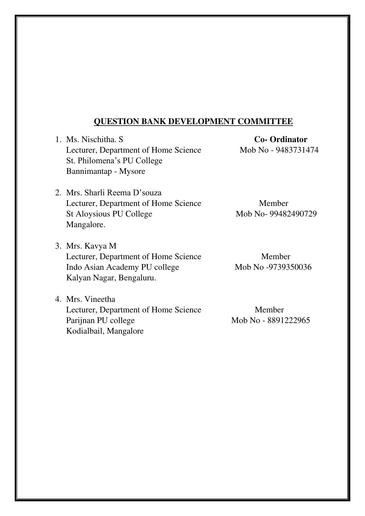 Karnataka 1st PUC Question Bank 2025 - Home Science - Page 2