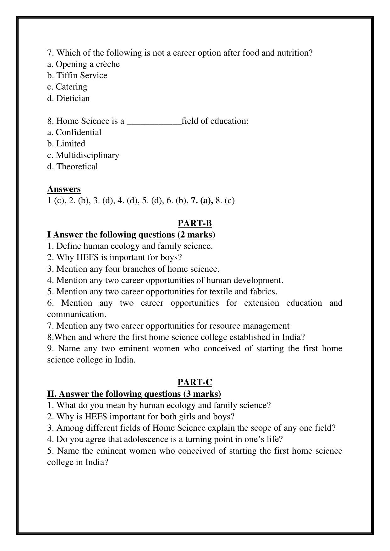 Karnataka 1st PUC Question Bank 2025 - Home Science - Page 4