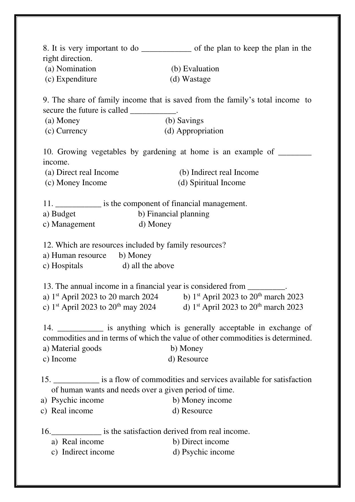 Karnataka 1st PUC Question Bank 2025 - Home Science - Page 69