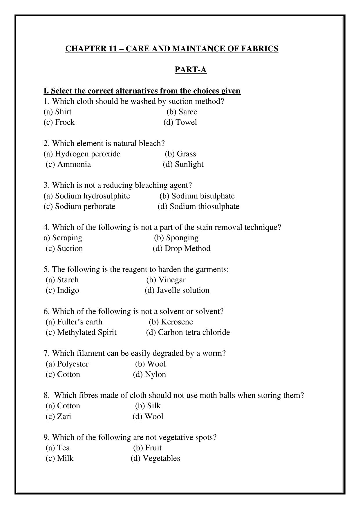 Karnataka 1st PUC Question Bank 2025 - Home Science - Page 72