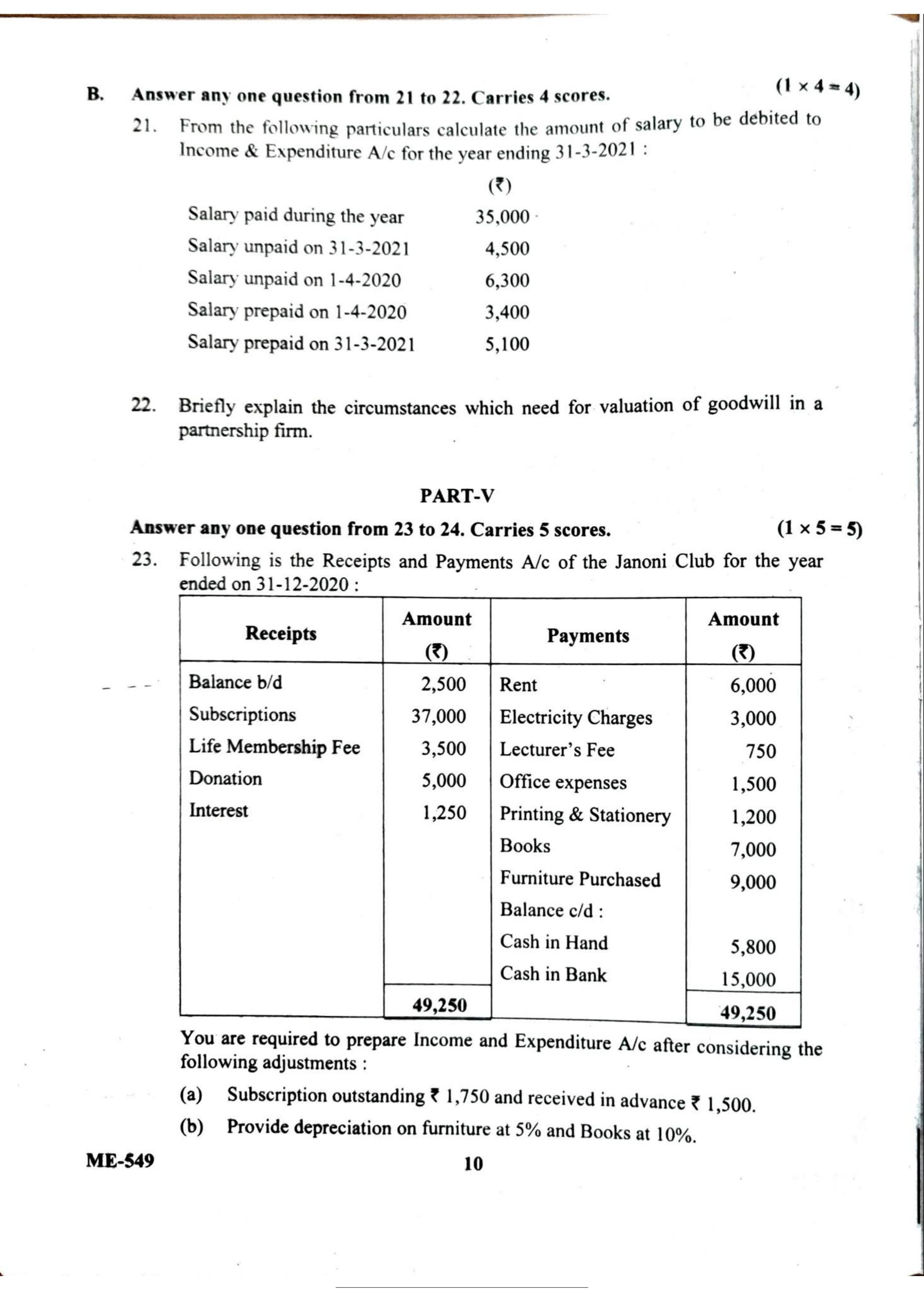 Kerala Plus Two 2022 Accountancy AFS Model Question Paper - Page 10