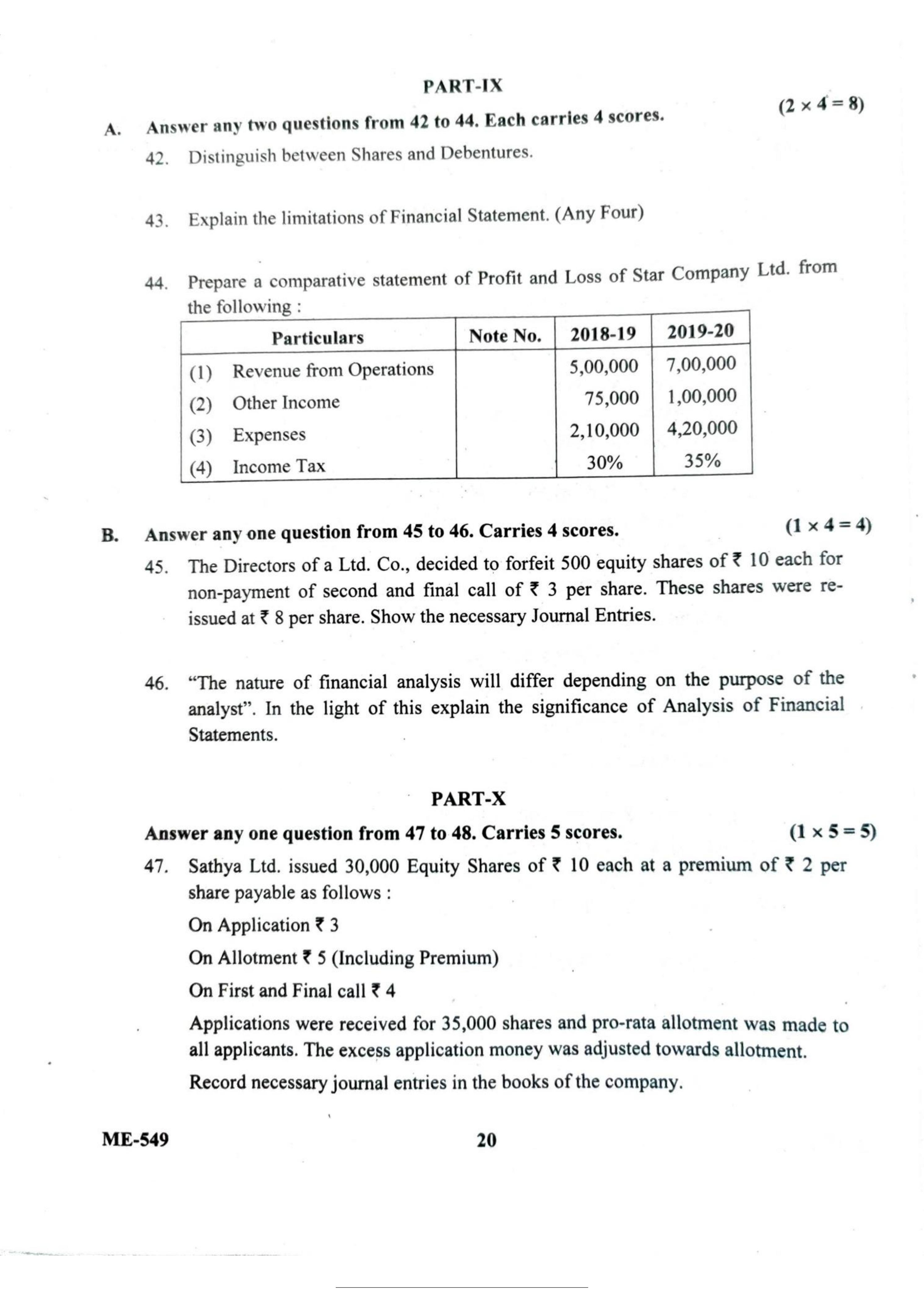 Kerala Plus Two 2022 Accountancy AFS Model Question Paper - Page 20