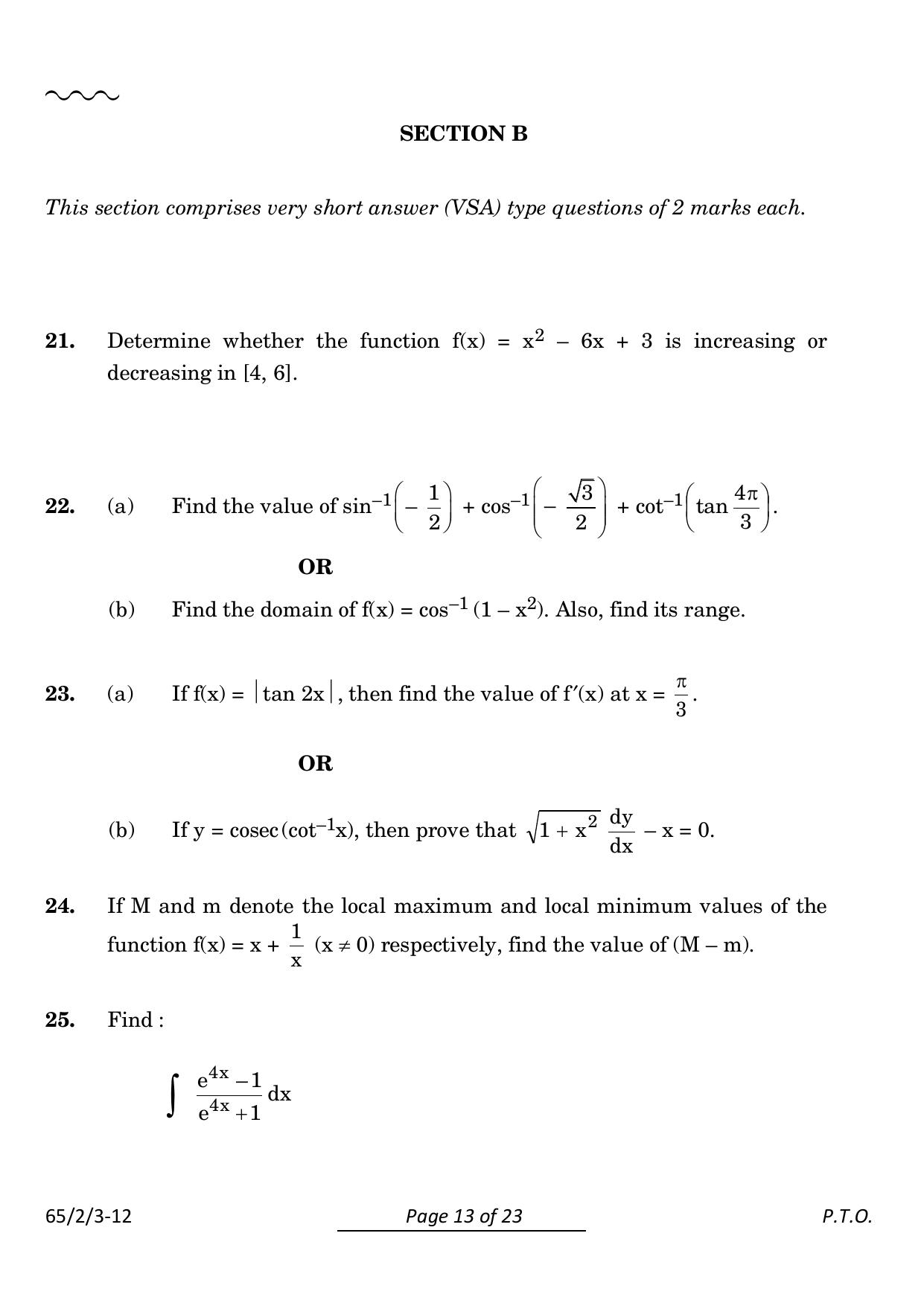 CBSE Class 12 65-2-3 Mathematics 2024 Question Paper - Page 13