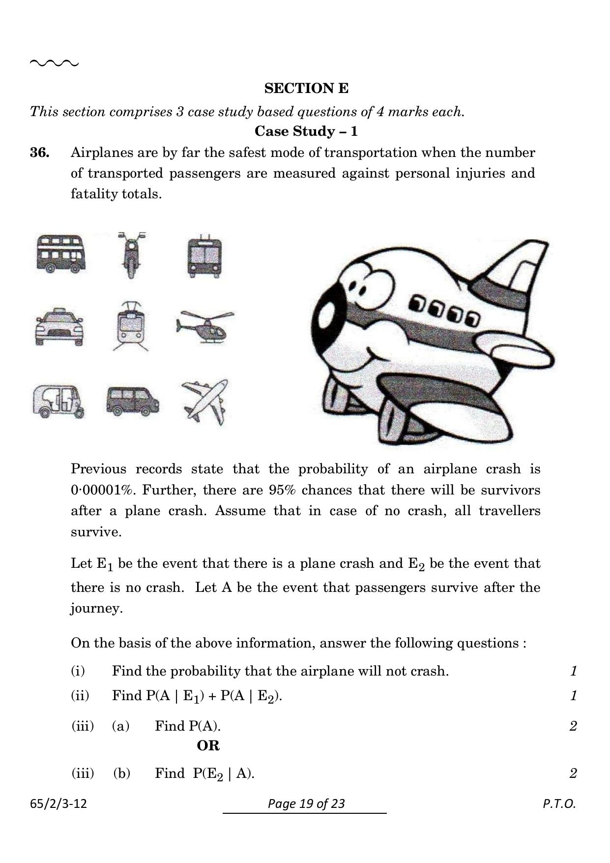CBSE Class 12 65-2-3 Mathematics 2024 Question Paper - Page 19