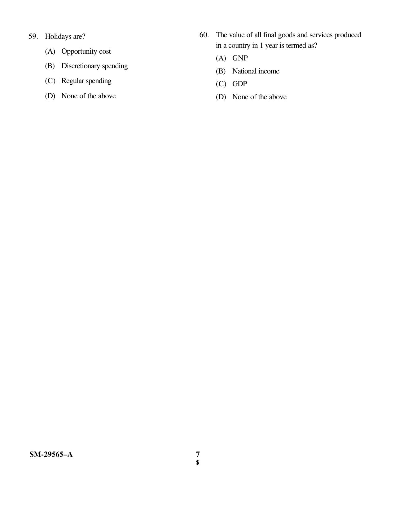 KUET 2023 M.Sc. Home Science Question Paper - Page 7