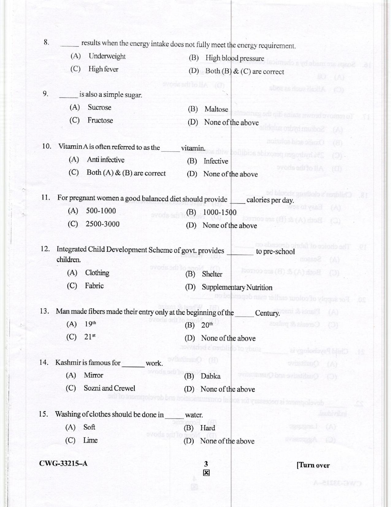 KUET 2023 M.Sc. Home Science Question Paper - Page 28
