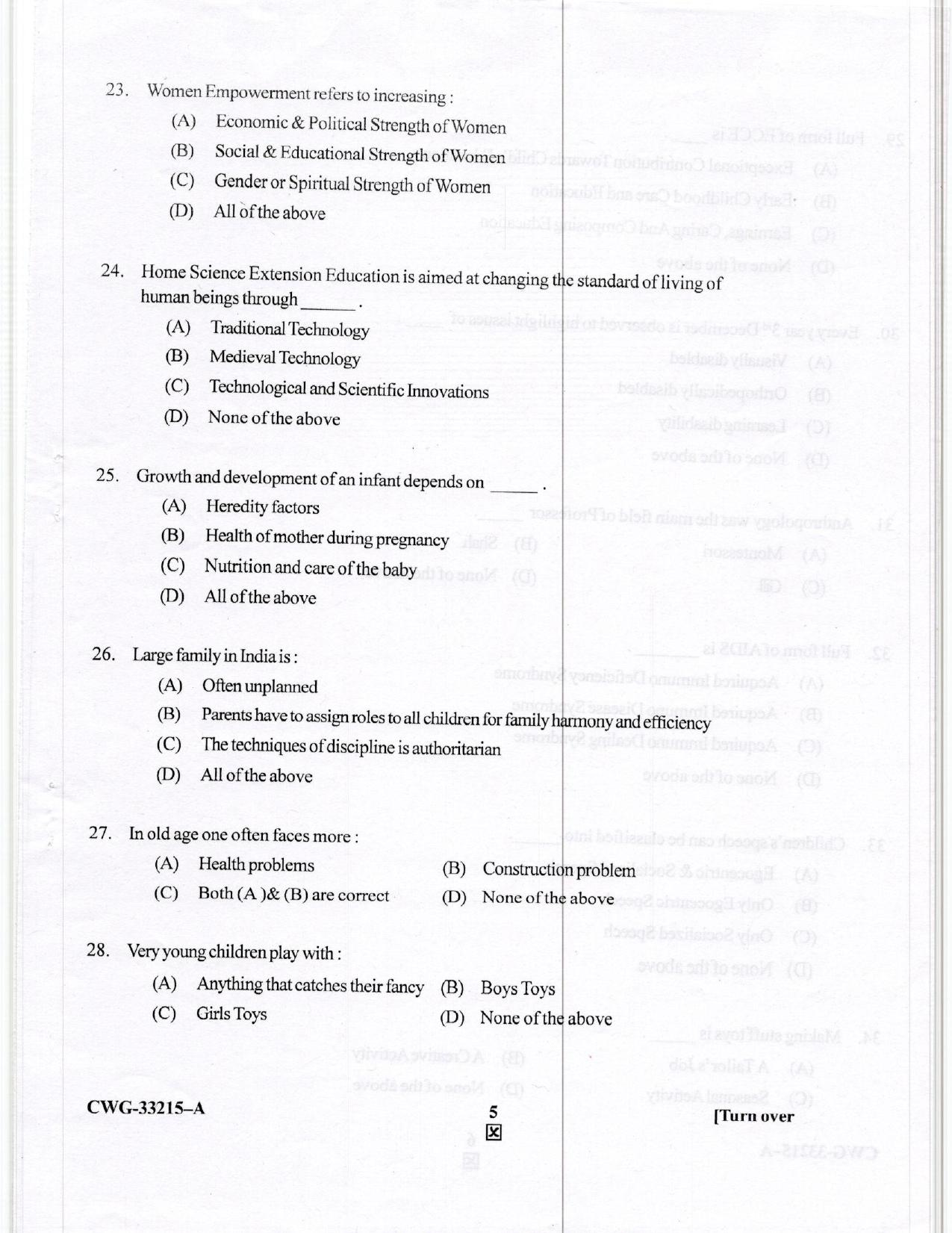 KUET 2023 M.Sc. Home Science Question Paper - Page 30