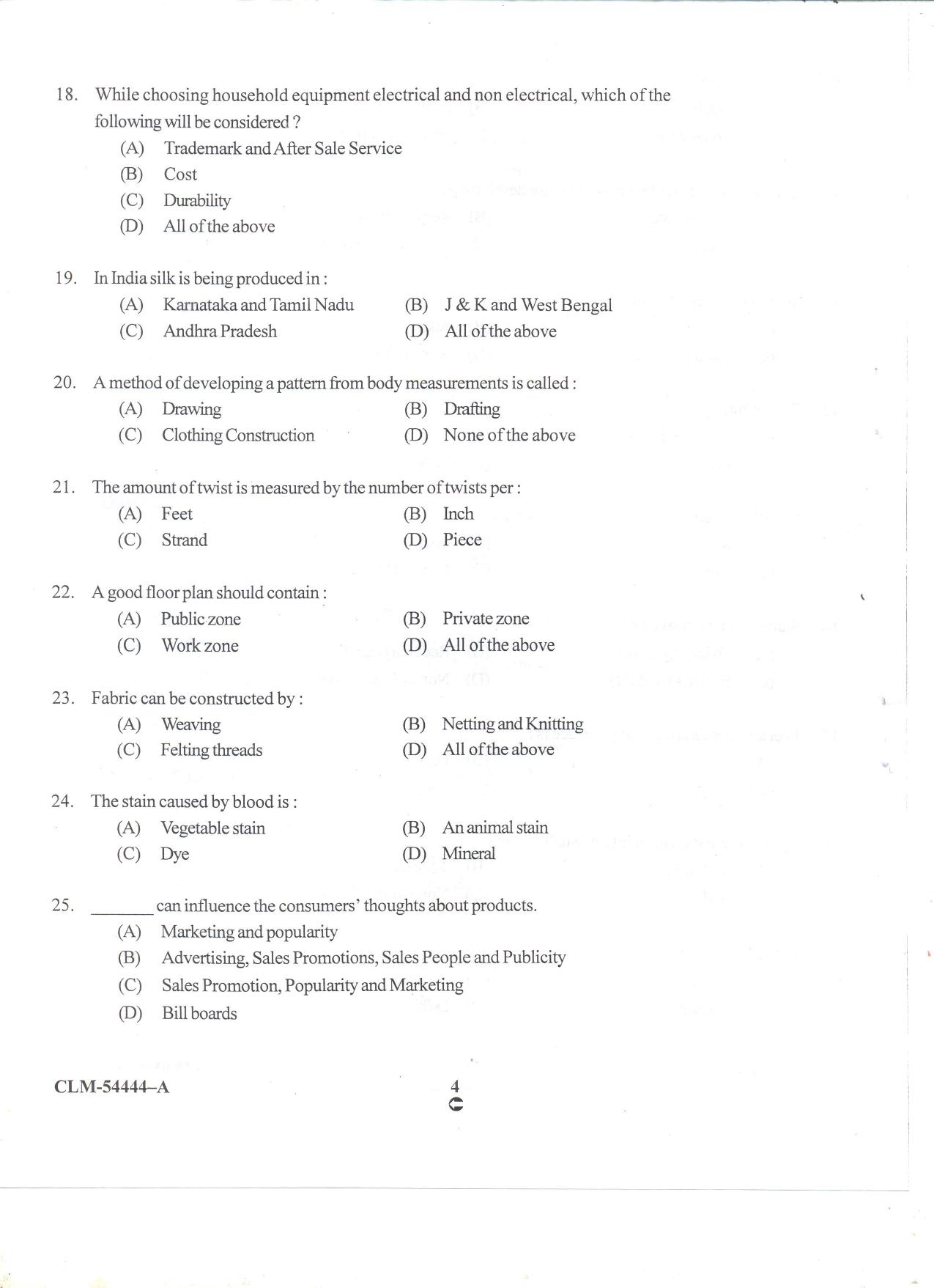KUET 2023 M.Sc. Home Science Question Paper - Page 38