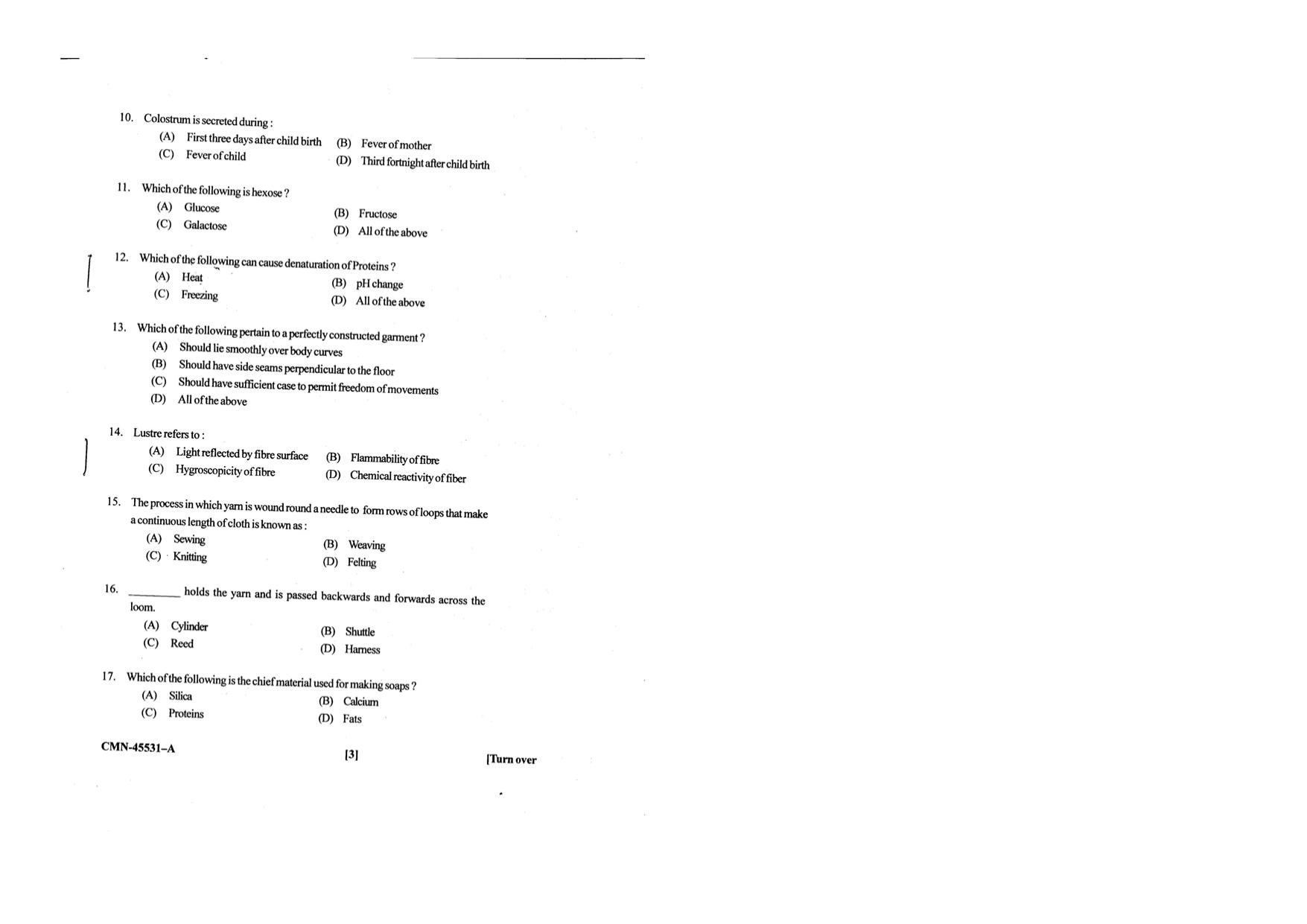 KUET 2023 M.Sc. Home Science Question Paper - Page 45