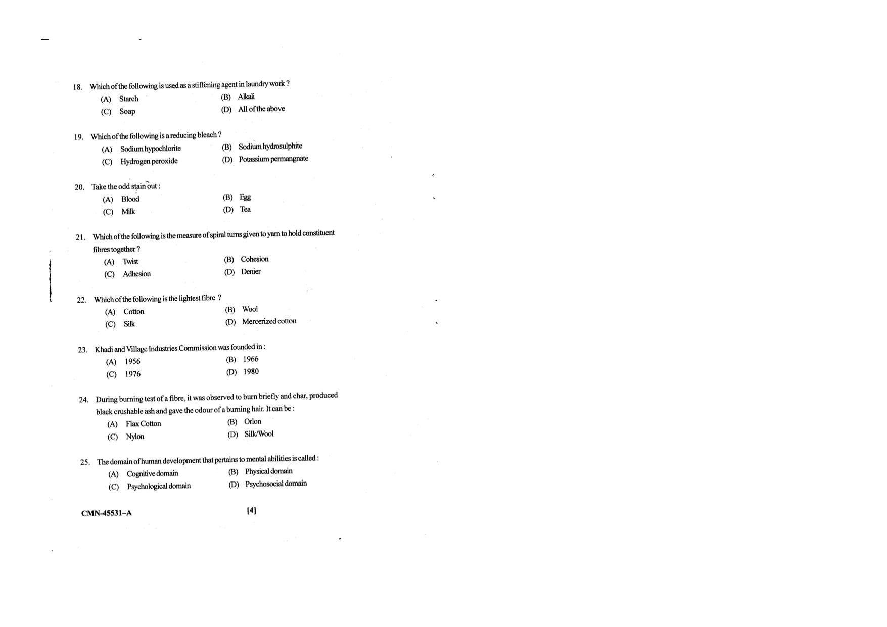 KUET 2023 M.Sc. Home Science Question Paper - Page 46
