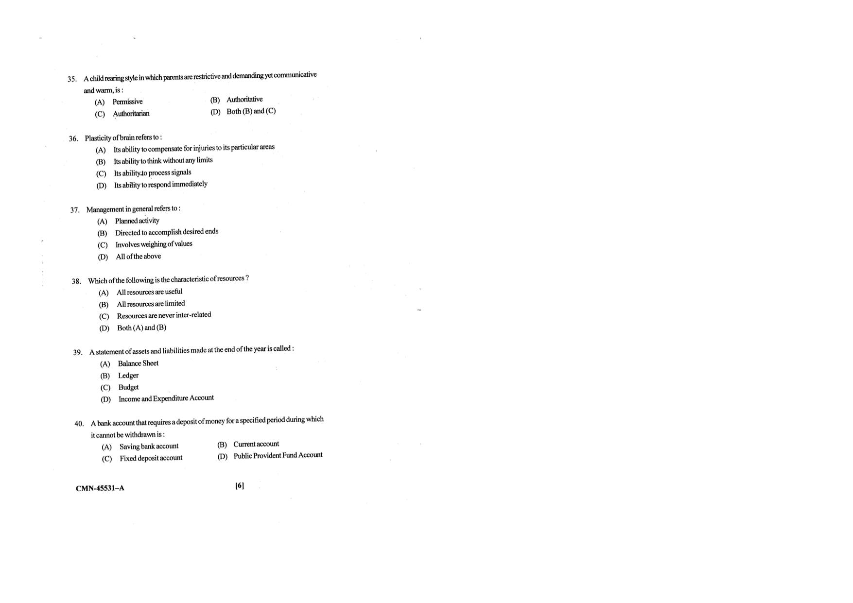 KUET 2023 M.Sc. Home Science Question Paper - Page 48