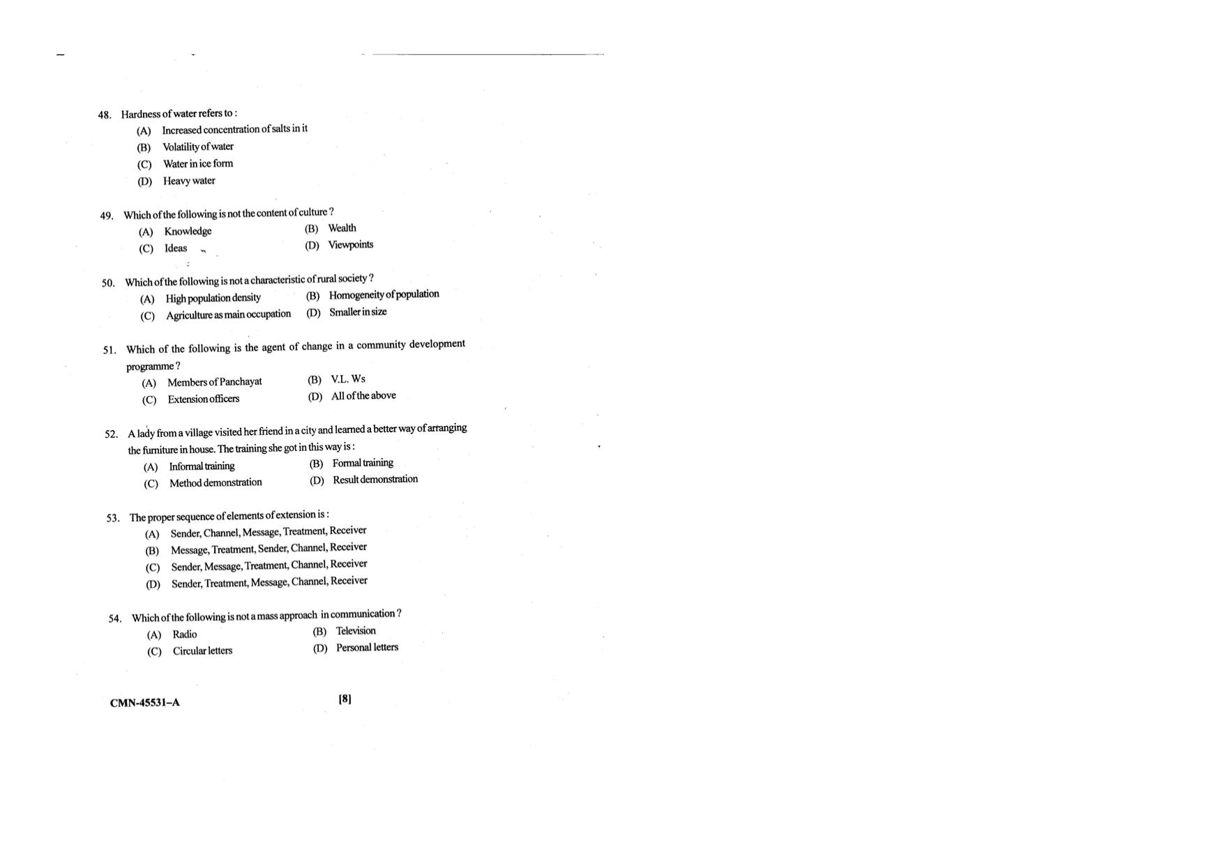 KUET 2023 M.Sc. Home Science Question Paper - Page 50