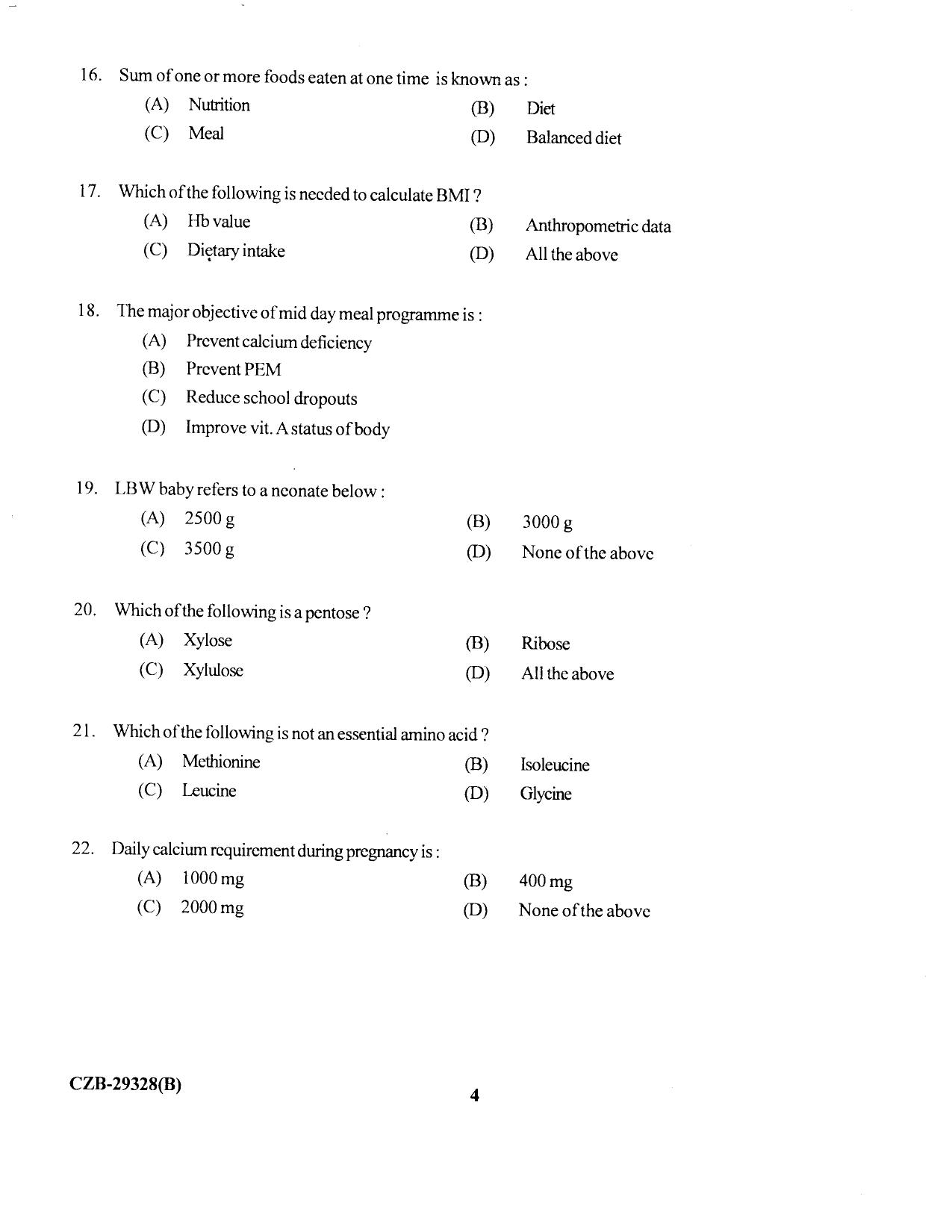 KUET 2023 M.Sc. Home Science Question Paper - Page 54