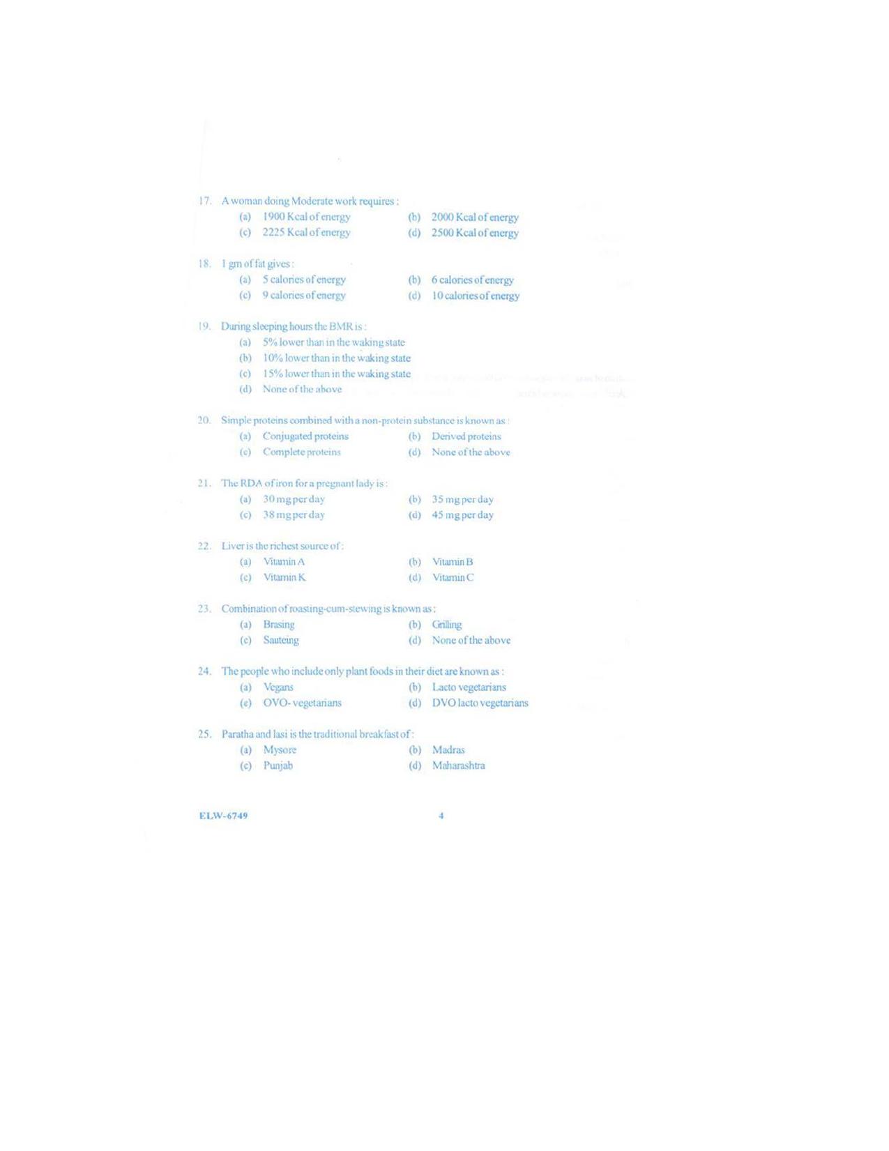 KUET 2023 M.Sc. Home Science Question Paper - Page 62