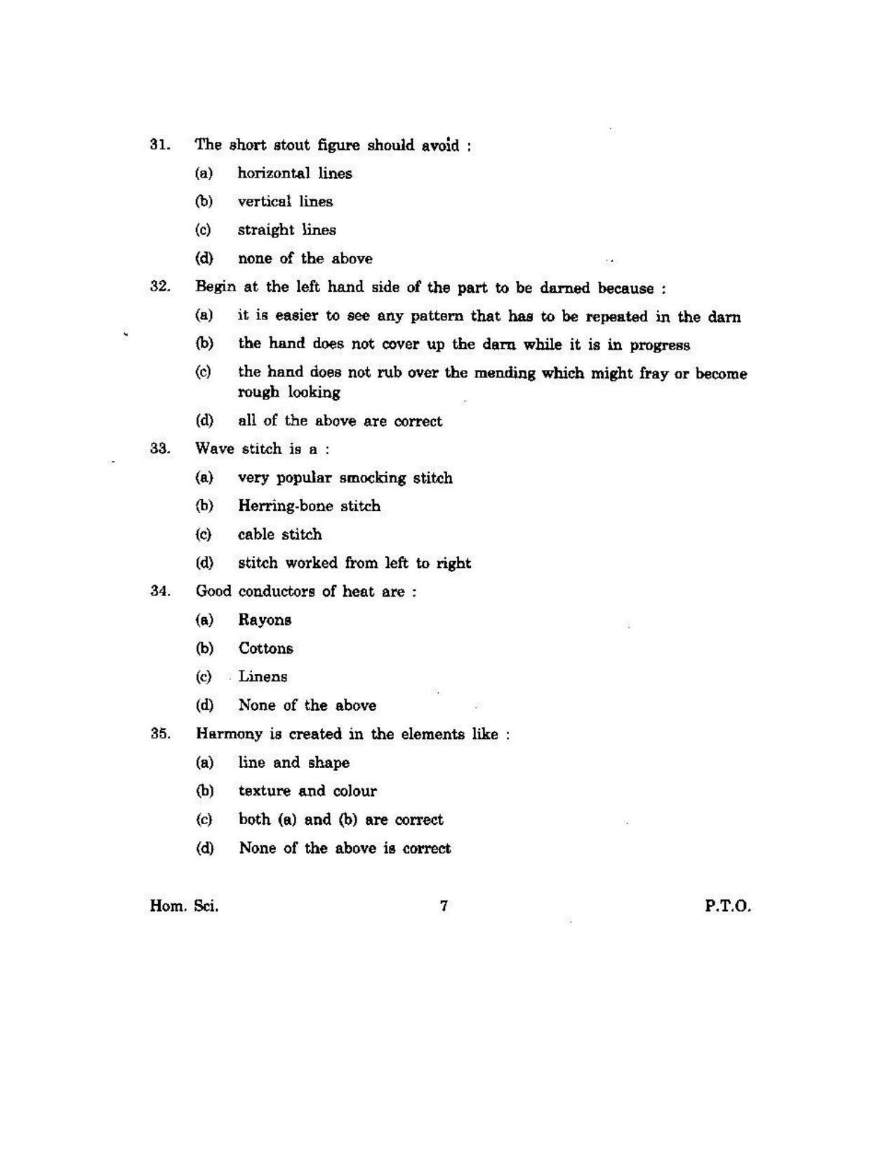 KUET 2023 M.Sc. Home Science Question Paper - Page 73