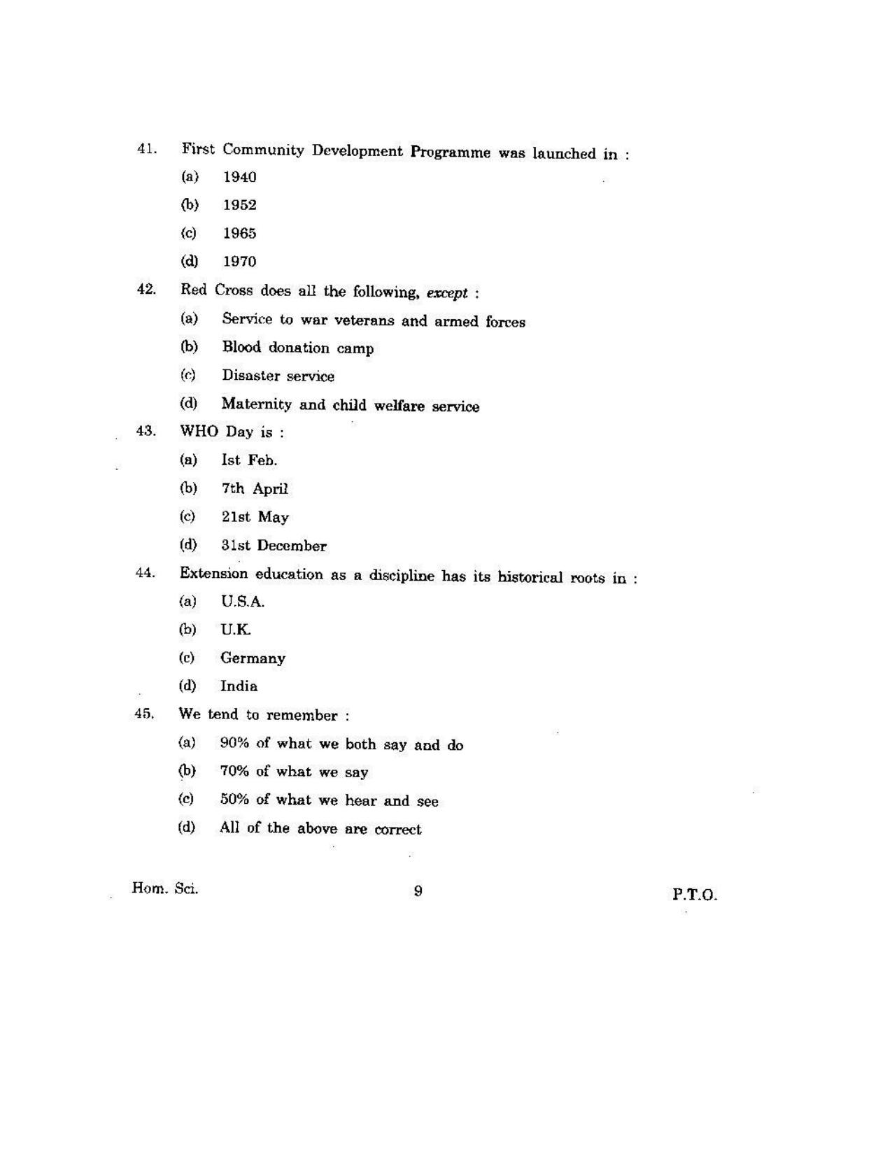 KUET 2023 M.Sc. Home Science Question Paper - Page 75