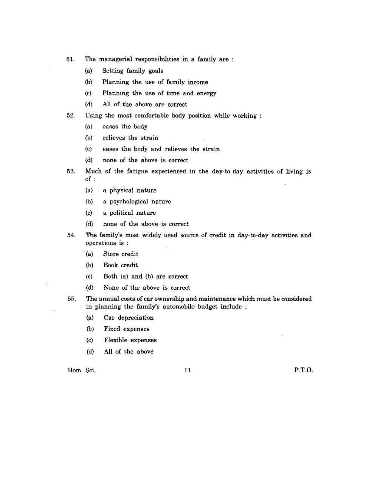 KUET 2023 M.Sc. Home Science Question Paper - Page 77