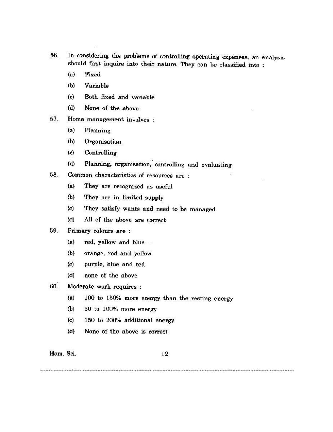 KUET 2023 M.Sc. Home Science Question Paper - Page 78