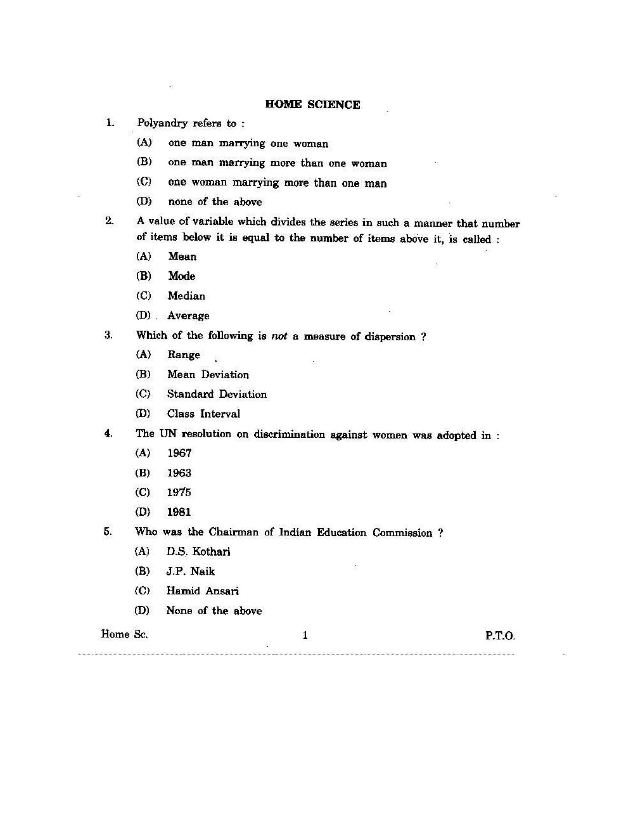 KUET 2023 M.Sc. Home Science Question Paper - Page 79